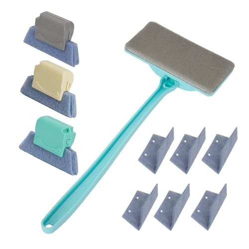 Versatile Window Cleaner Tool Set – 3 Track Brushes, 6 Cloths, Wet/Dry Use