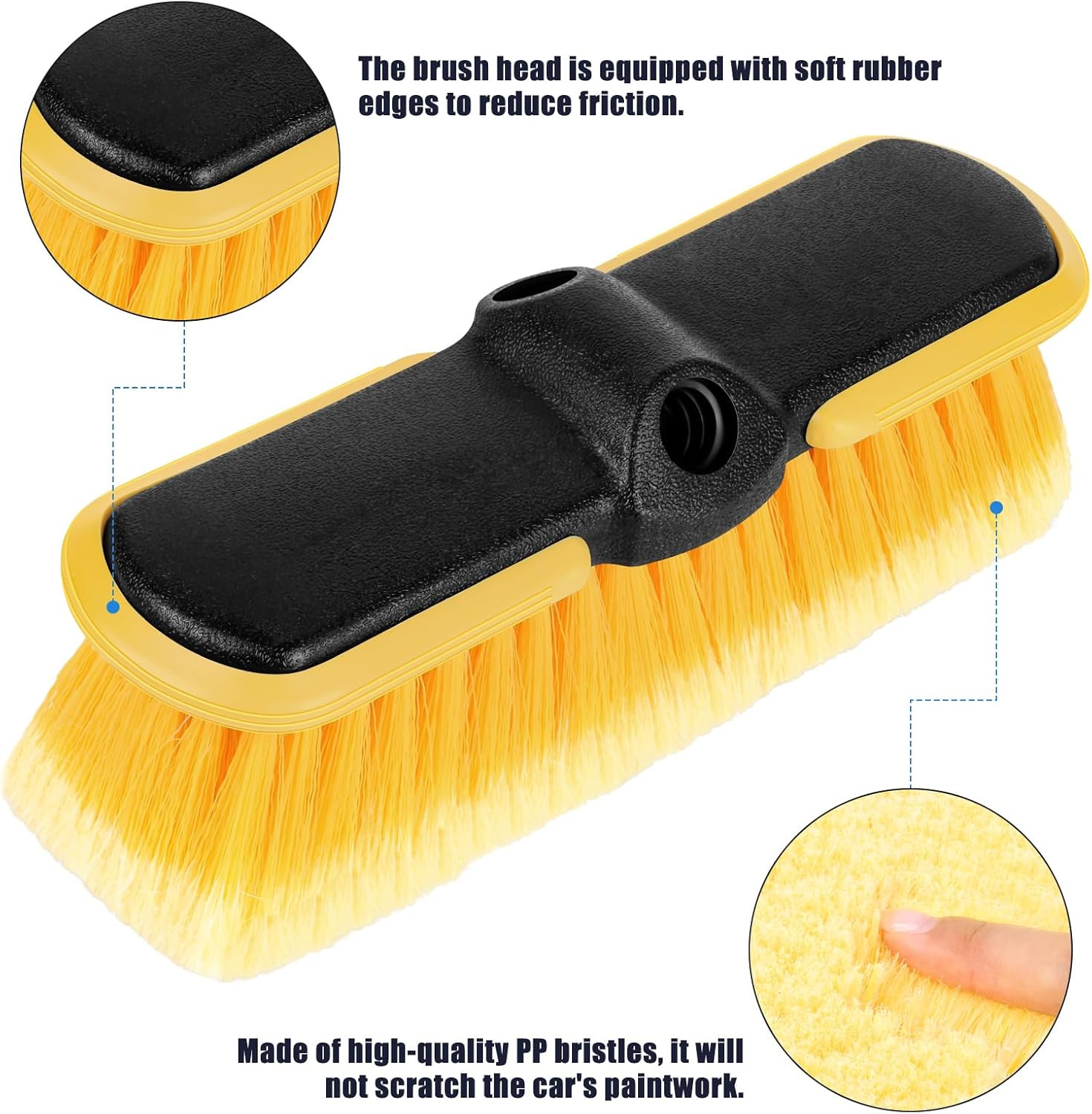 10 Inch Car Wash Brush Head, Scrub Brush Attachment for Long Handle Extension Po
