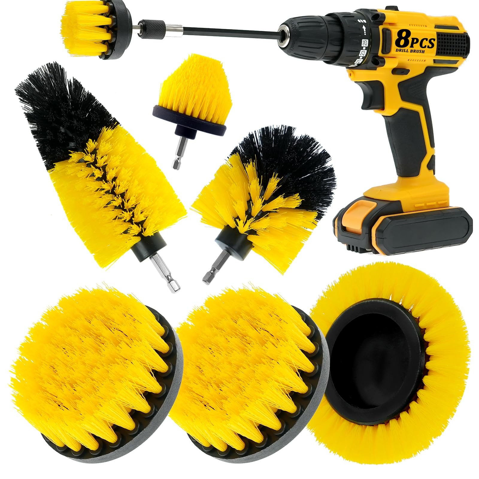 8 Pcs Drill Brush Attachment Set, Power Cleaning Scrub Brush Kit with Extend …