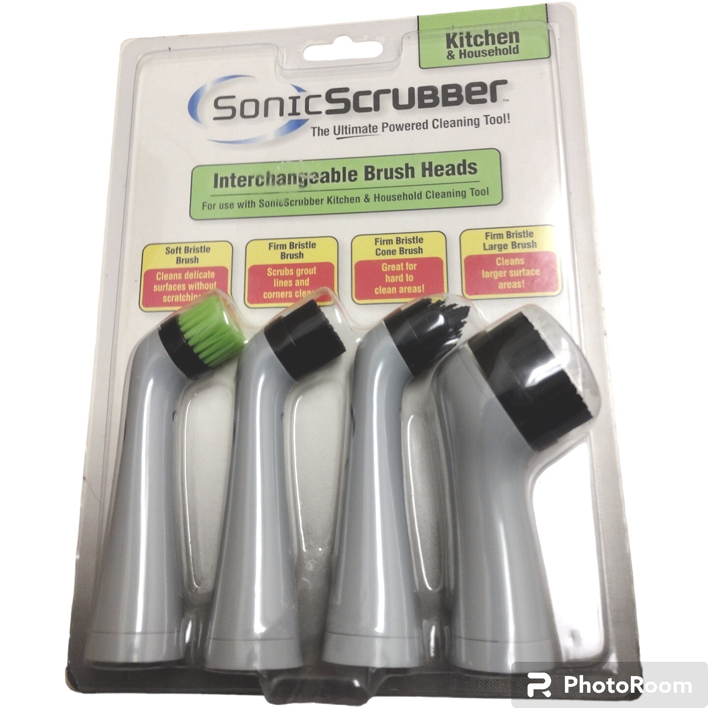Sonic Scrubber 4 Kitchen Brush Heads For Detailed Power Cleaner NOS