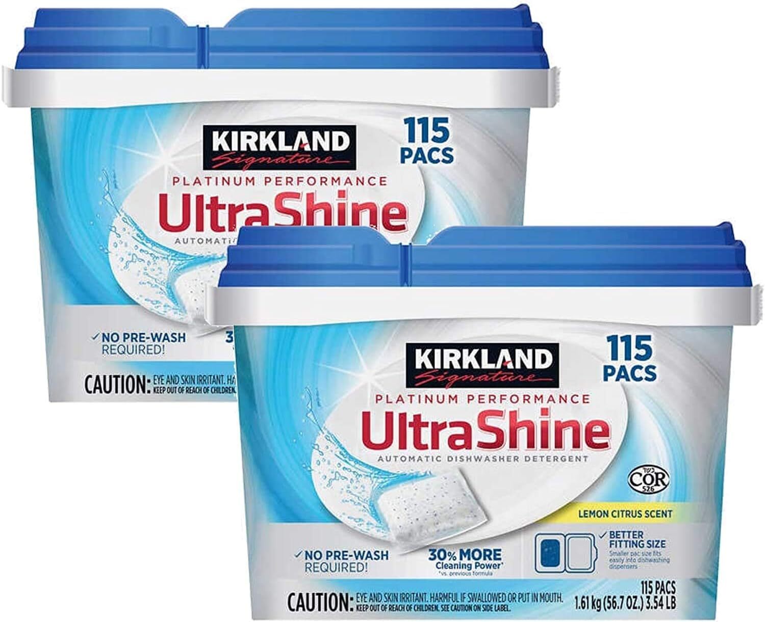 Kirkland SignatureUltraShine Dishwasher Detergent Pacs, 115-count, Pack of 2