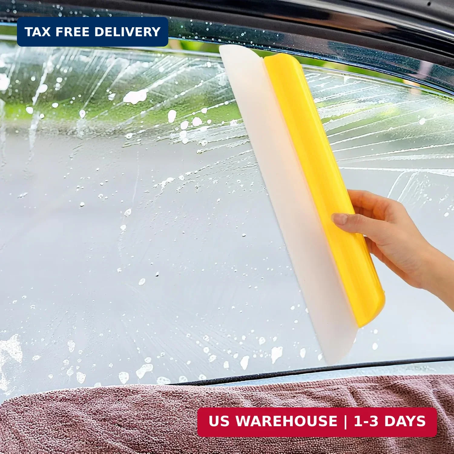 2 Pack 14 Inch Car Drying Squeegee Yellow Longer Silicone Water Squeegee Window
