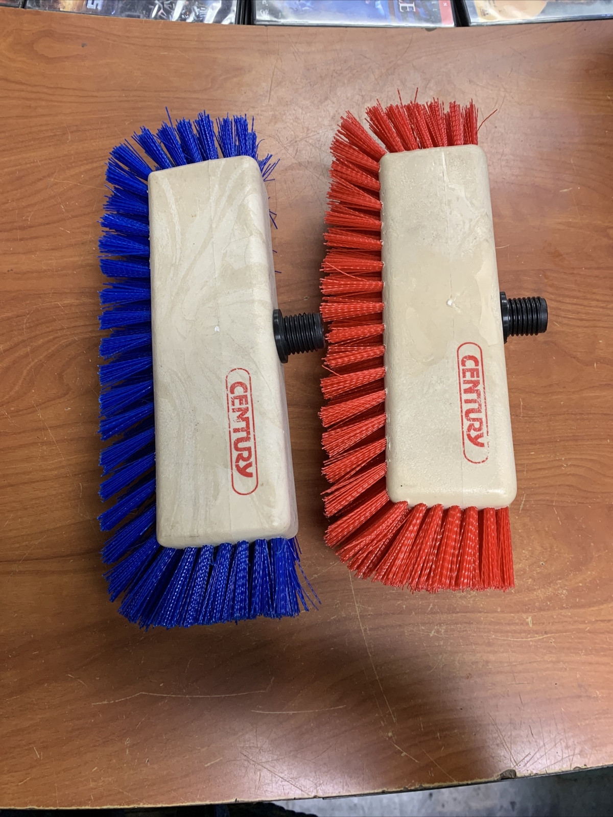 LOT OF 2 BY CENTURY Professional Deck Scrub Brush 14″ Floor Cleaning Tool RED&BL