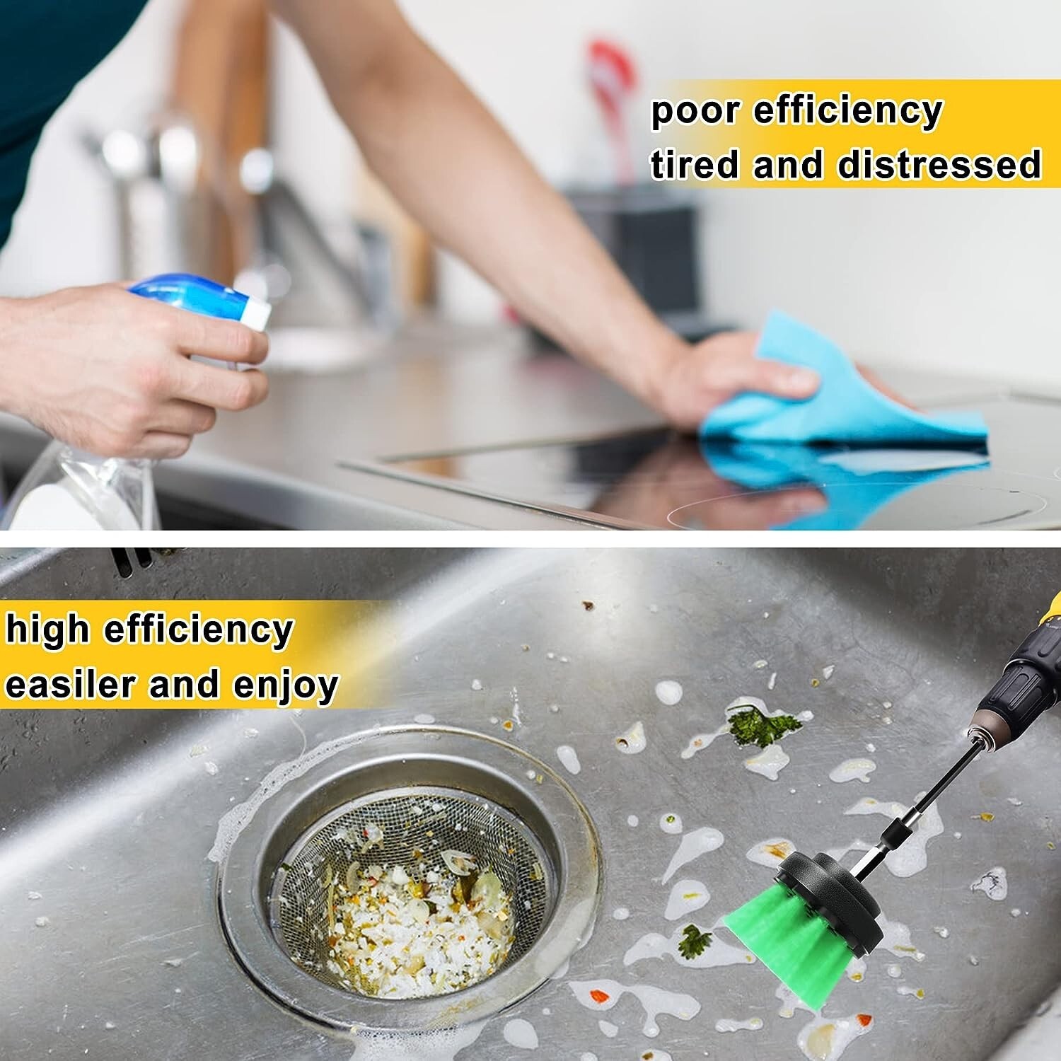 Green 4 Pack Cleaning Drill Brush Power Scrubber Shower Shower Grout Tile Floor