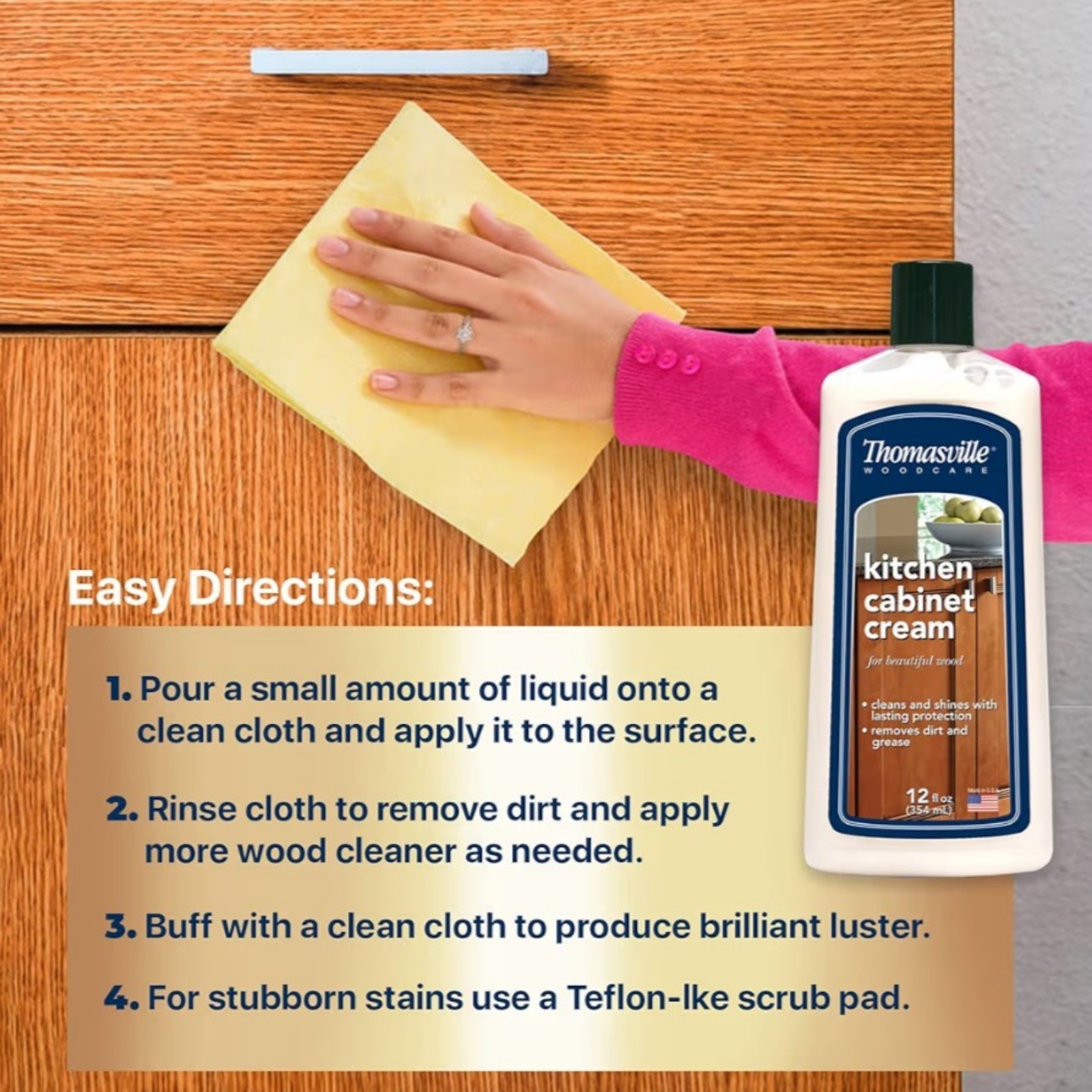 Thomasville Kitchen Cabinet Cream Wood Cleaner Polish Protect 12oz 2 Pack