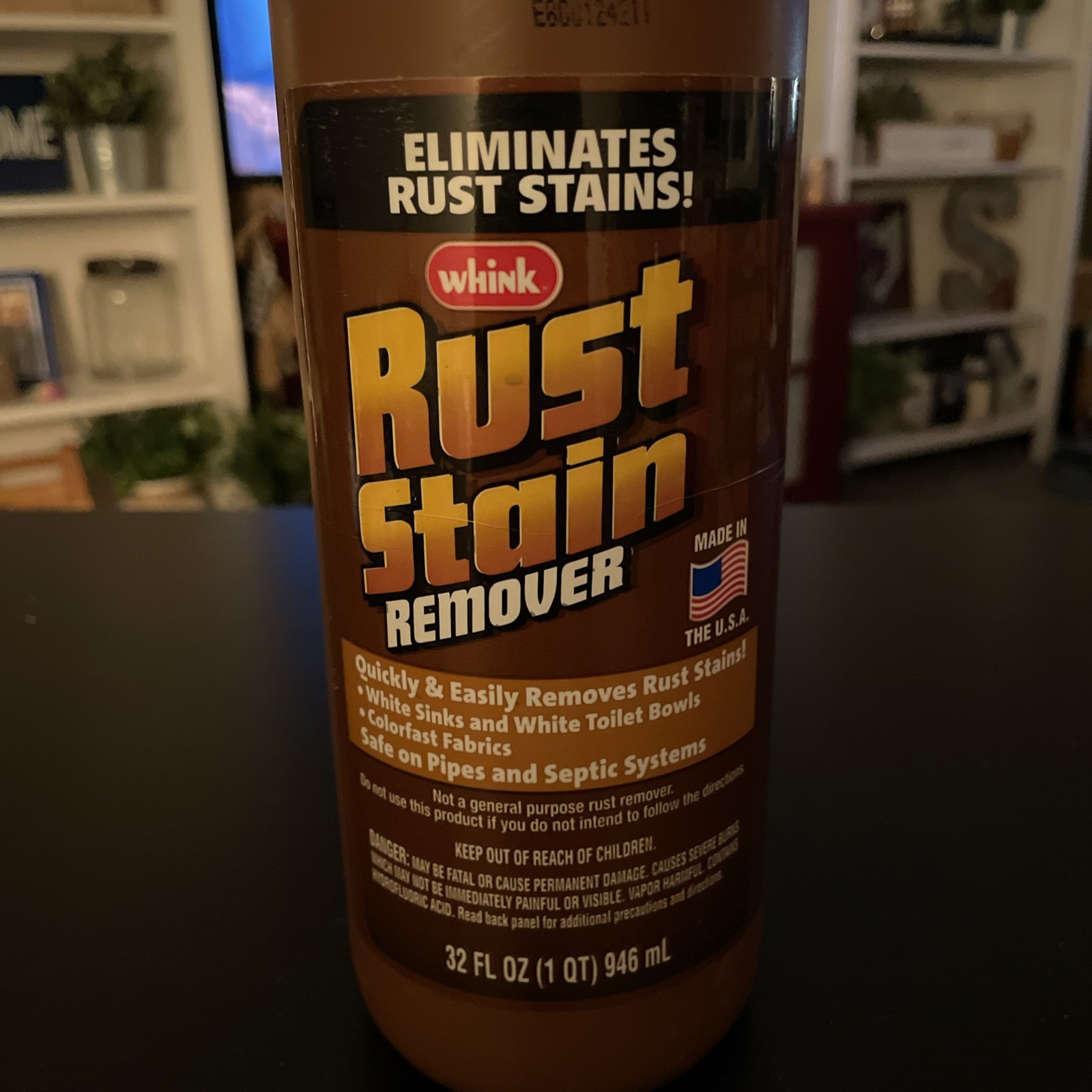 Whink Rust Stain Remover Heavy-Duty Iron Stain Effortless Rust Remover 32 Oz