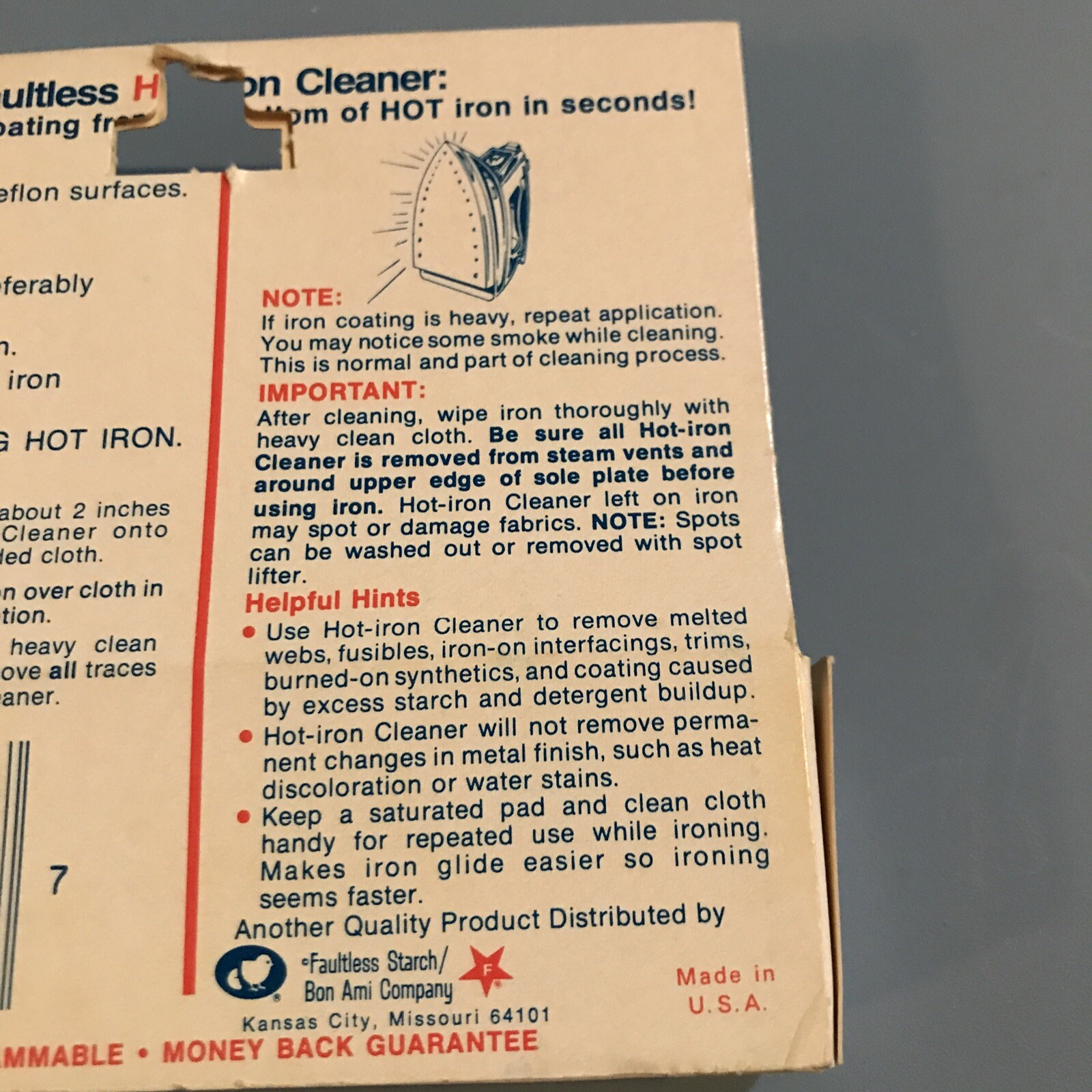 Vintage Faultless Hot Iron Cleaner 1oz Hot Iron Cleaner