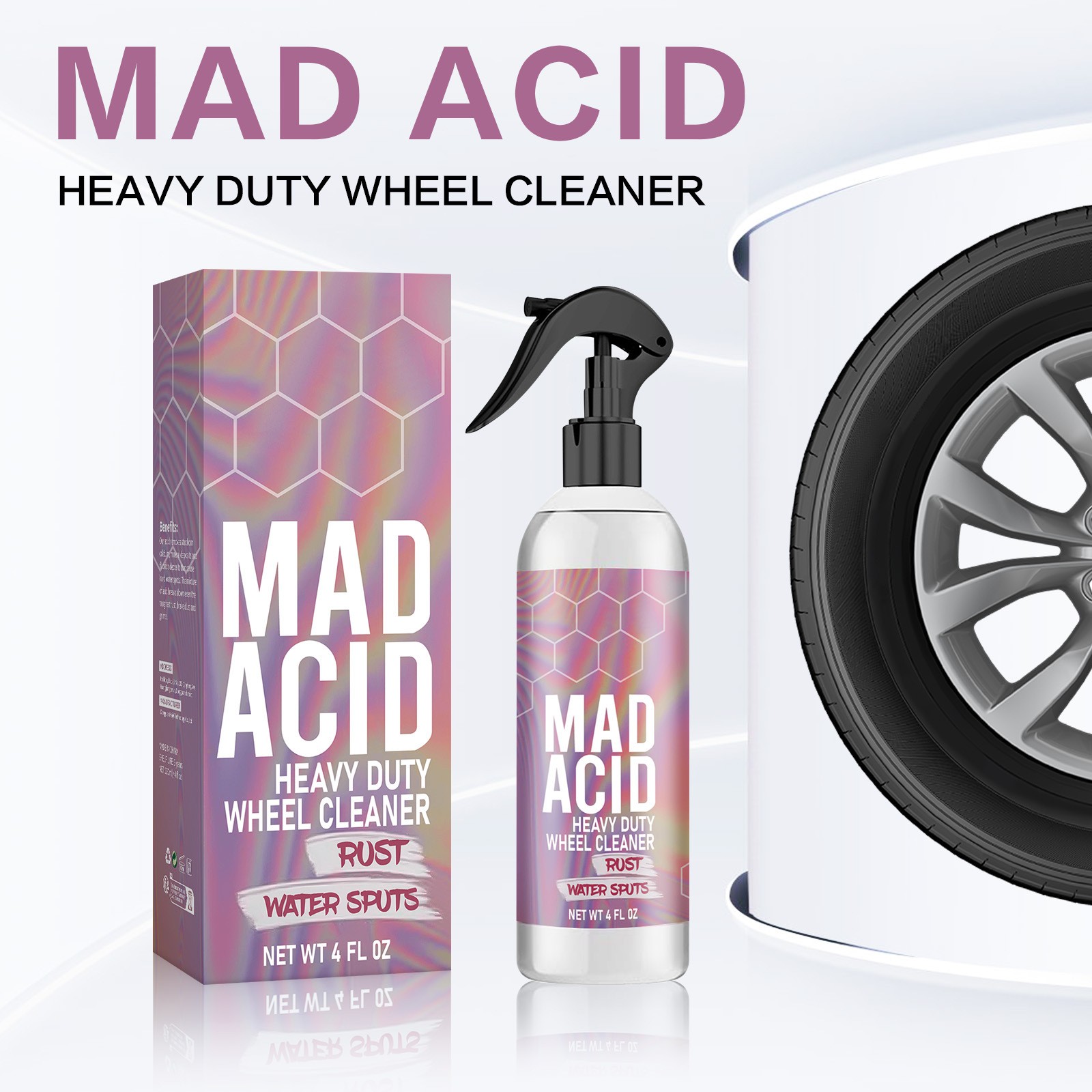 1-3X Mad Acid-Heavy-Duty Wheel Cleaner Water Spot Remover for Cars Glass Cleaner
