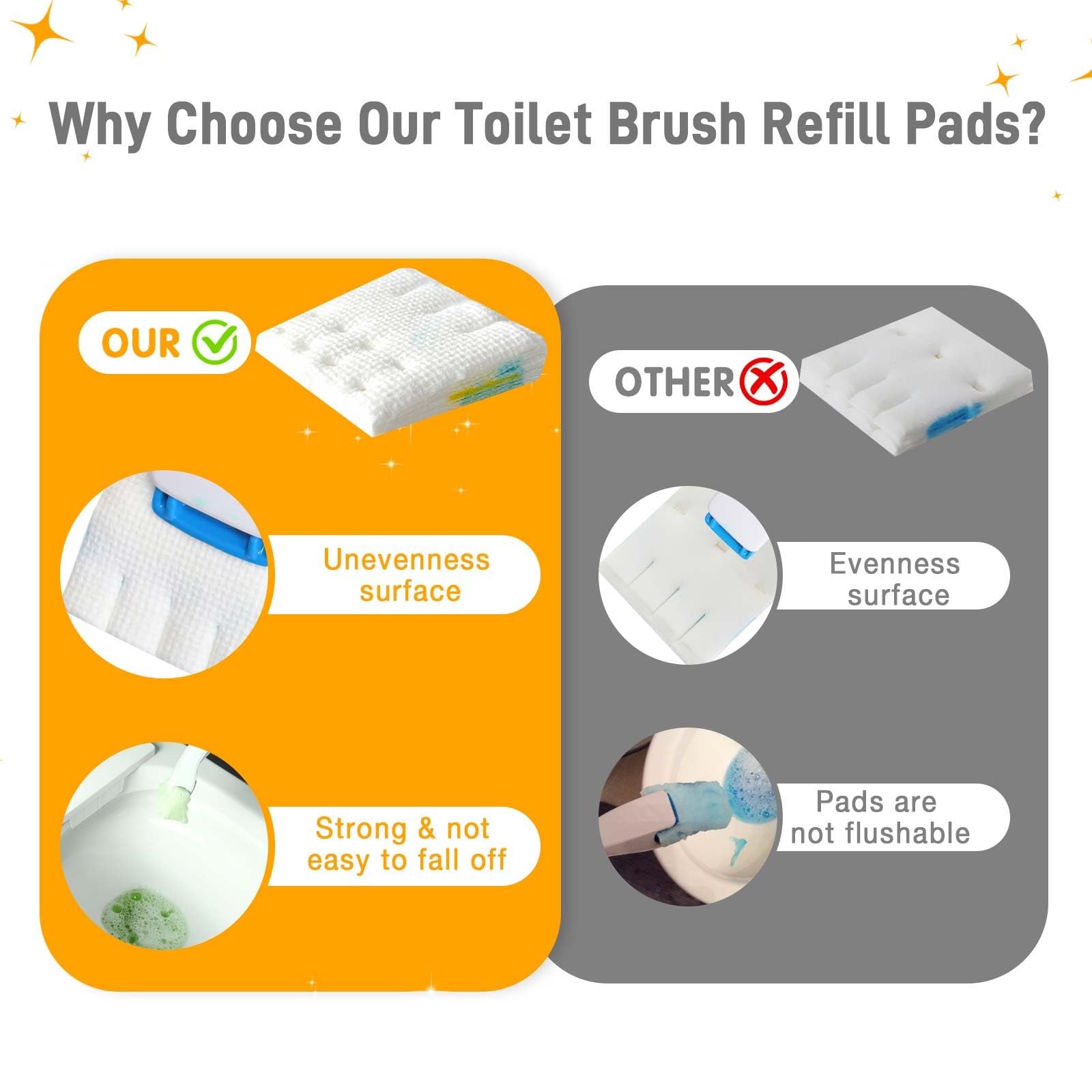 Toilet Cleaner Refill Pads 48 Refills Citrus Scent Toilet Scrubber Refill Enh…