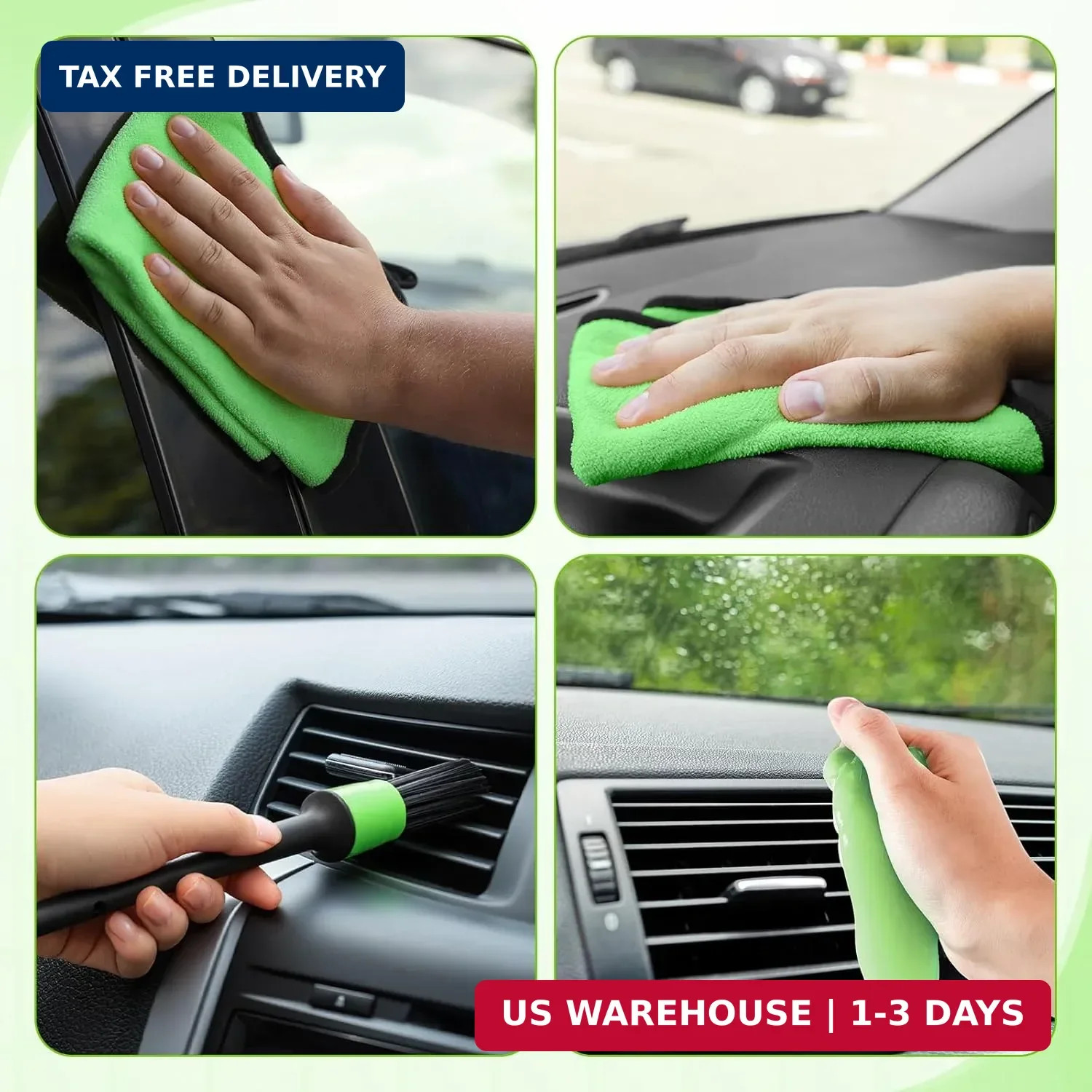 16 Pcs Windshield Cleaner Tool, Car Cleaning Kit with Various Detailing Brushes