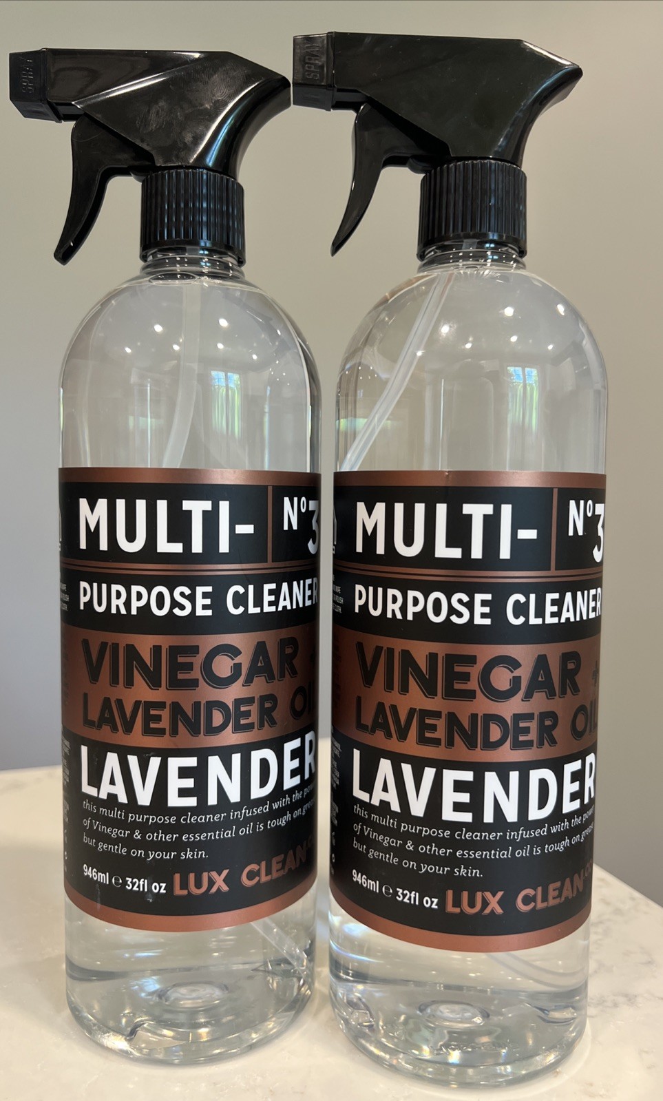 (2x LOT) Lux Clean Vinegar Lavender Oil Kitchen Multi-Purpose Spray Cleaner 32oz