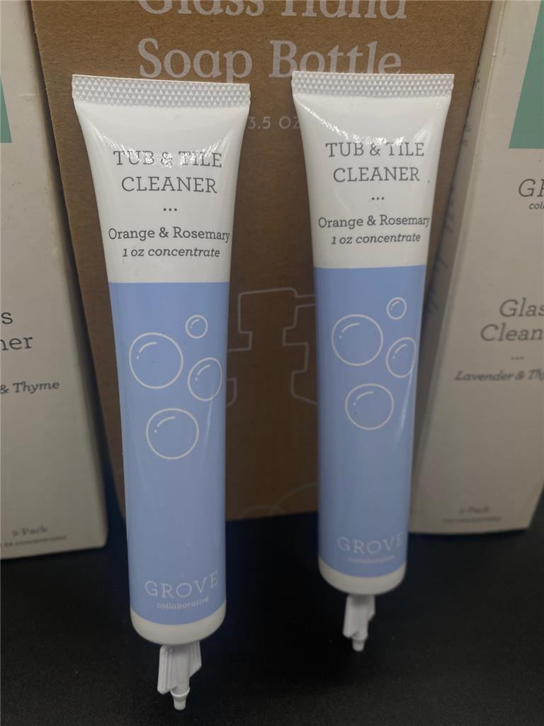 Grove Collaborative Cleaning Lot Glass Hand Soap Bottle Glass Cleaner Tub & Tile