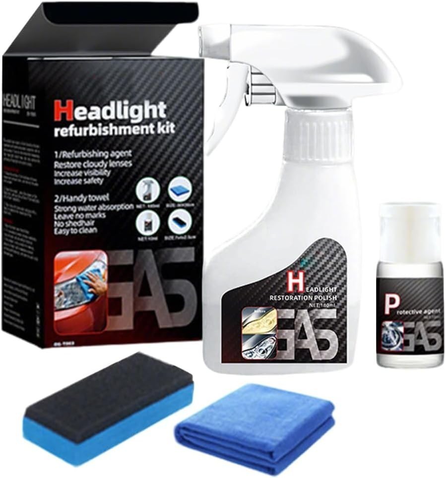 Automotive Headlamp Restoration Fluid Kit 180ml Headlight Polishing Cleaner 2025