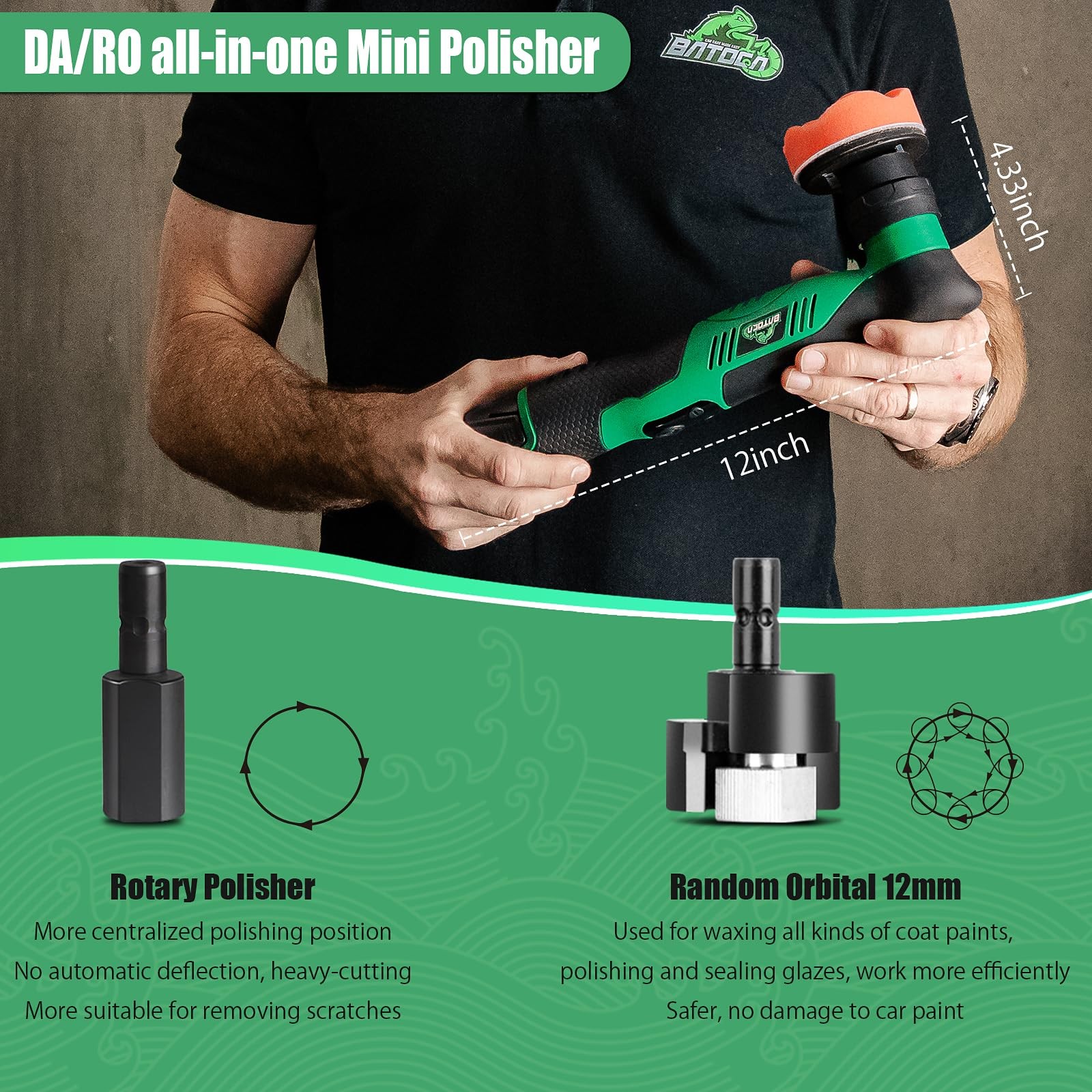 S5 Cordless Car Buffer Polisher Kit 1 Inch 3 Inch Dual Action & Rotary Polish…