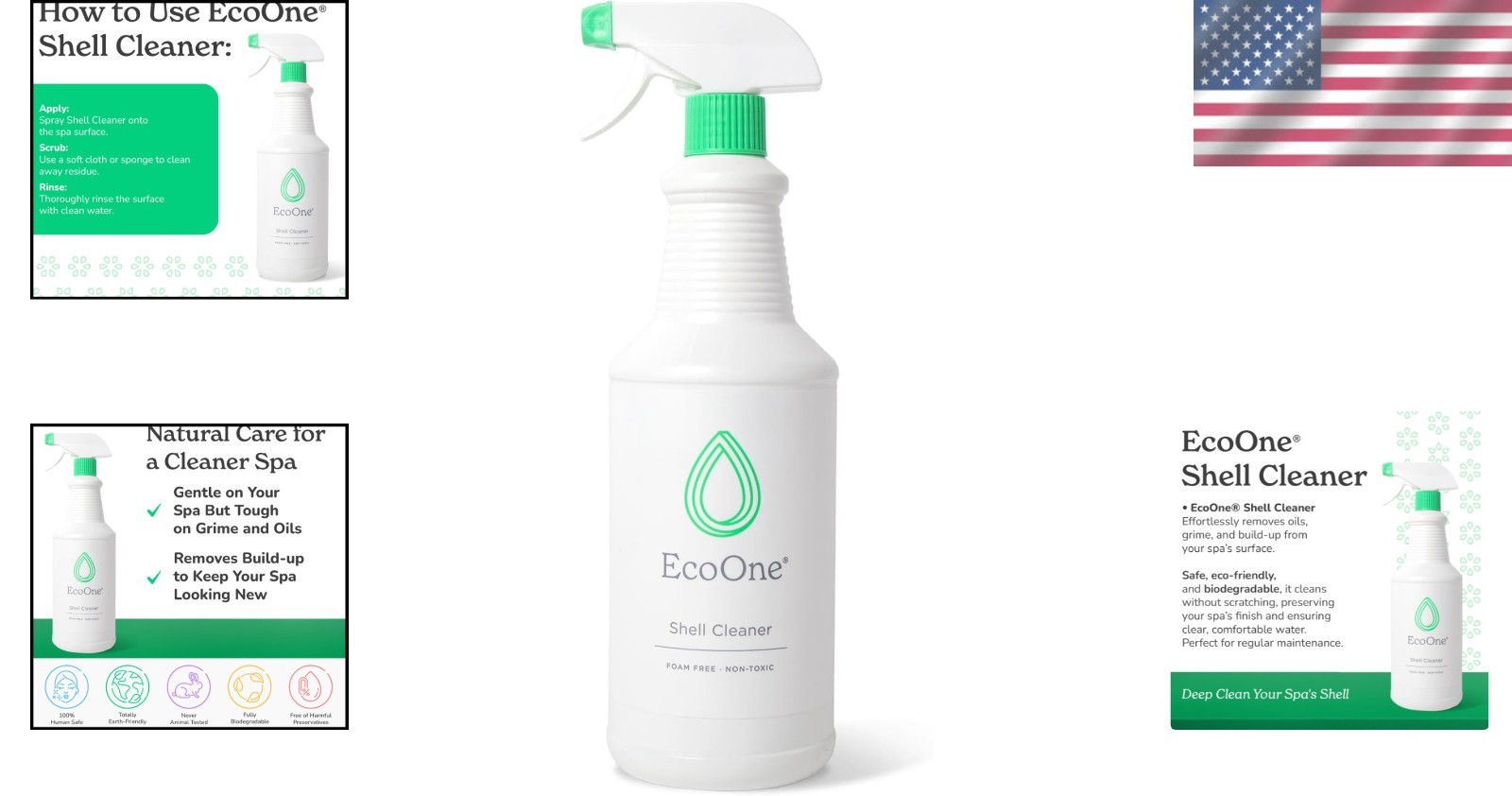 Biodegradable Hot Tub Shell Cleaner – 32 Oz, Removes Grime & Stains Safely