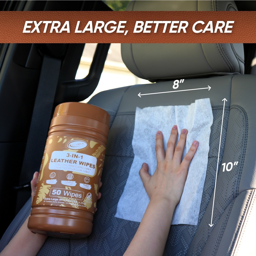 Air Jungles 3in1 Leather Cleaner Wipes 50 Count (Pack of 2)