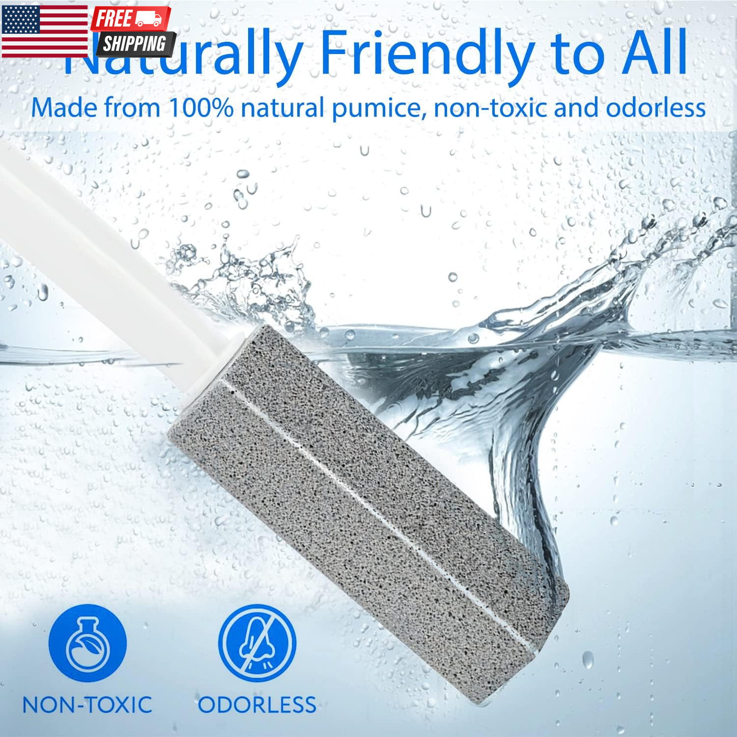 2 Pack Pumice Stone for Toilet Cleaning, Extra Long Handle for Removing Bowl Rin