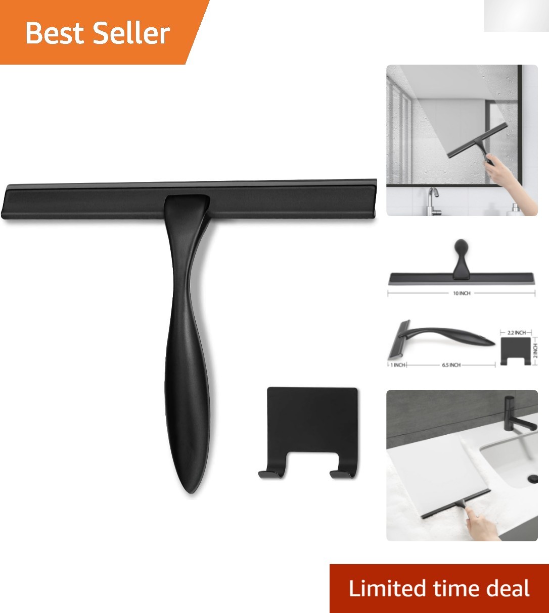 All-Purpose 10-Inch Squeegee with Rubber Blade – Effortless Streak-Free Shine