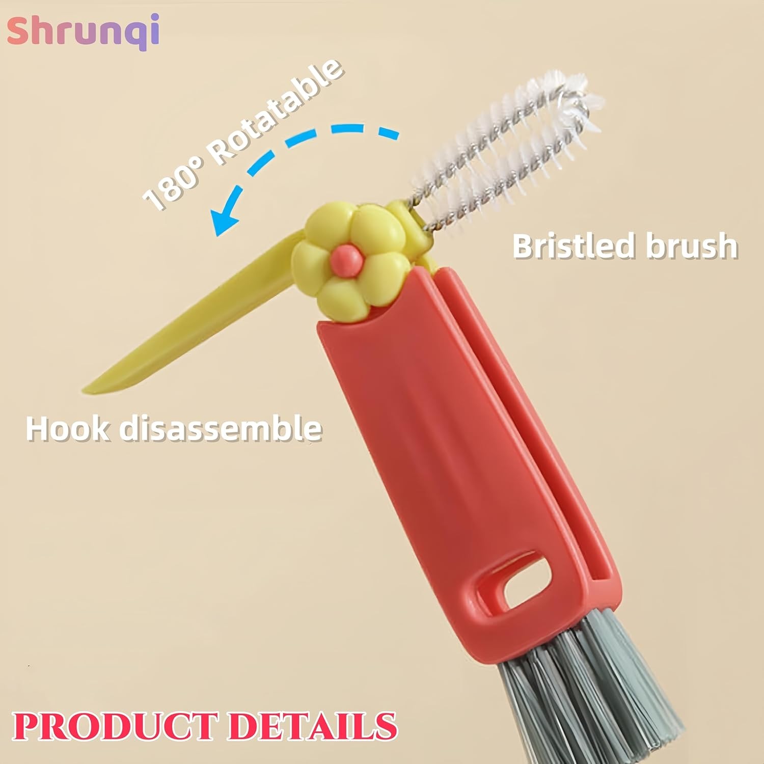 3 in 1 Cup Lid Cleaning Brush 3 in 1 Multifunctional Cleaning Brush Portable Cup