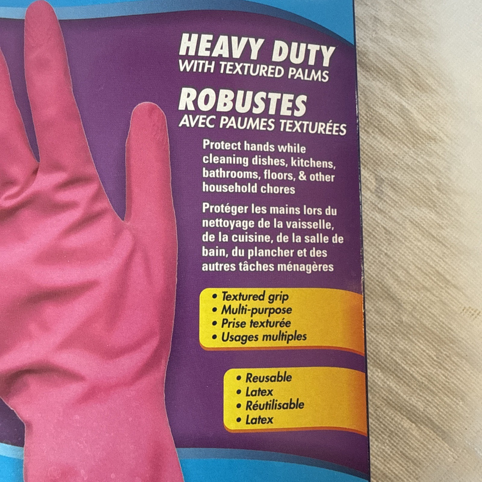 Scrub Buddies Pink Reusable Latex Gloves Heavy Duty Size Large 1 Pair Pack New