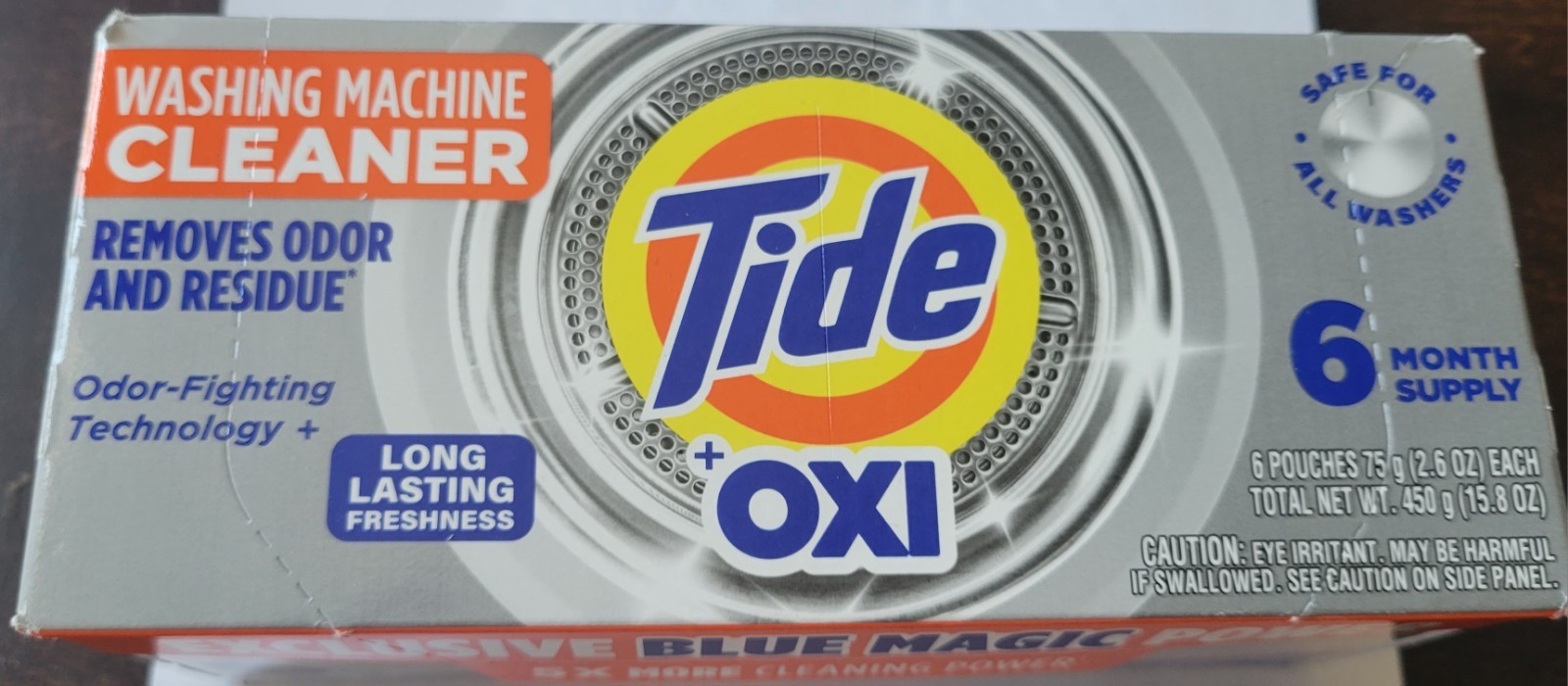 Tide OXI WASHING MACHINE CLEANER 6 Pouches 2.6 oz Each Total 15.8oz * BRANDNEW *