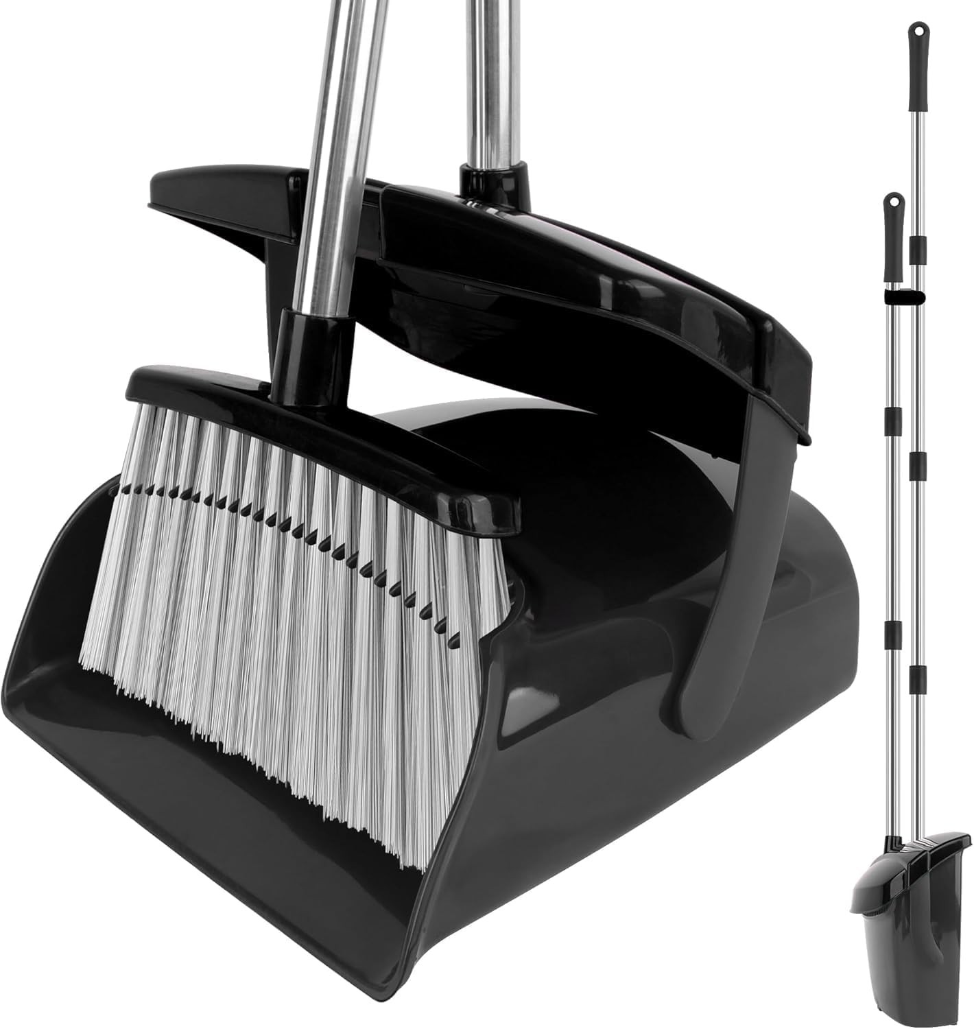 Broom and Dustpan Set, Long Handle Broom with Dustpan bo Set, Windproof