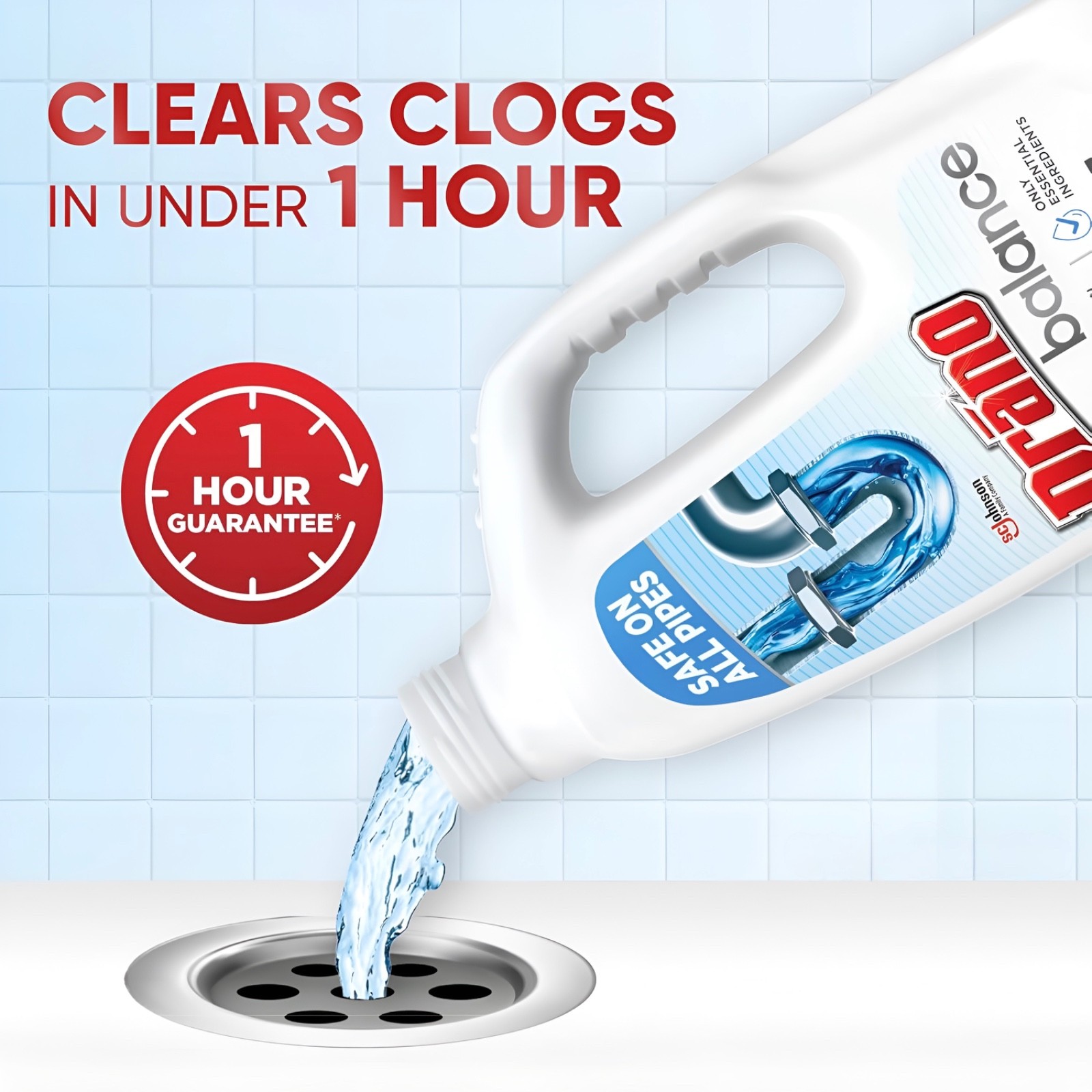 Drano Balance Drain Clog Remover & Cleaner – Non-Corrosive Formula (Safe on All)