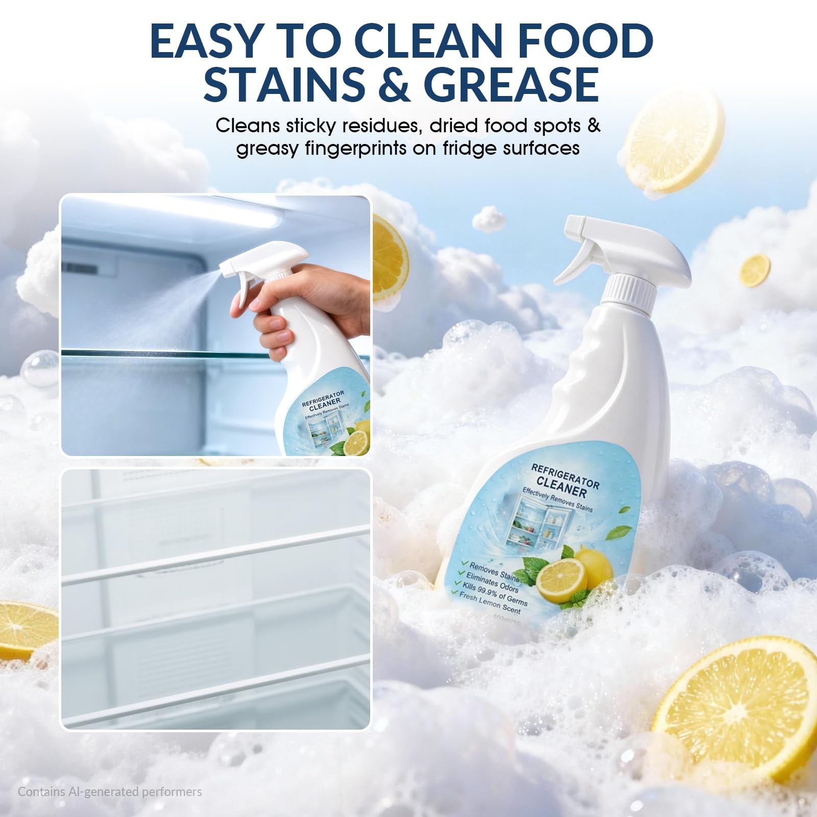 Refrigerator Cleaner Spray, Multipurpose Fridge Cleaner for Removing Stains &…