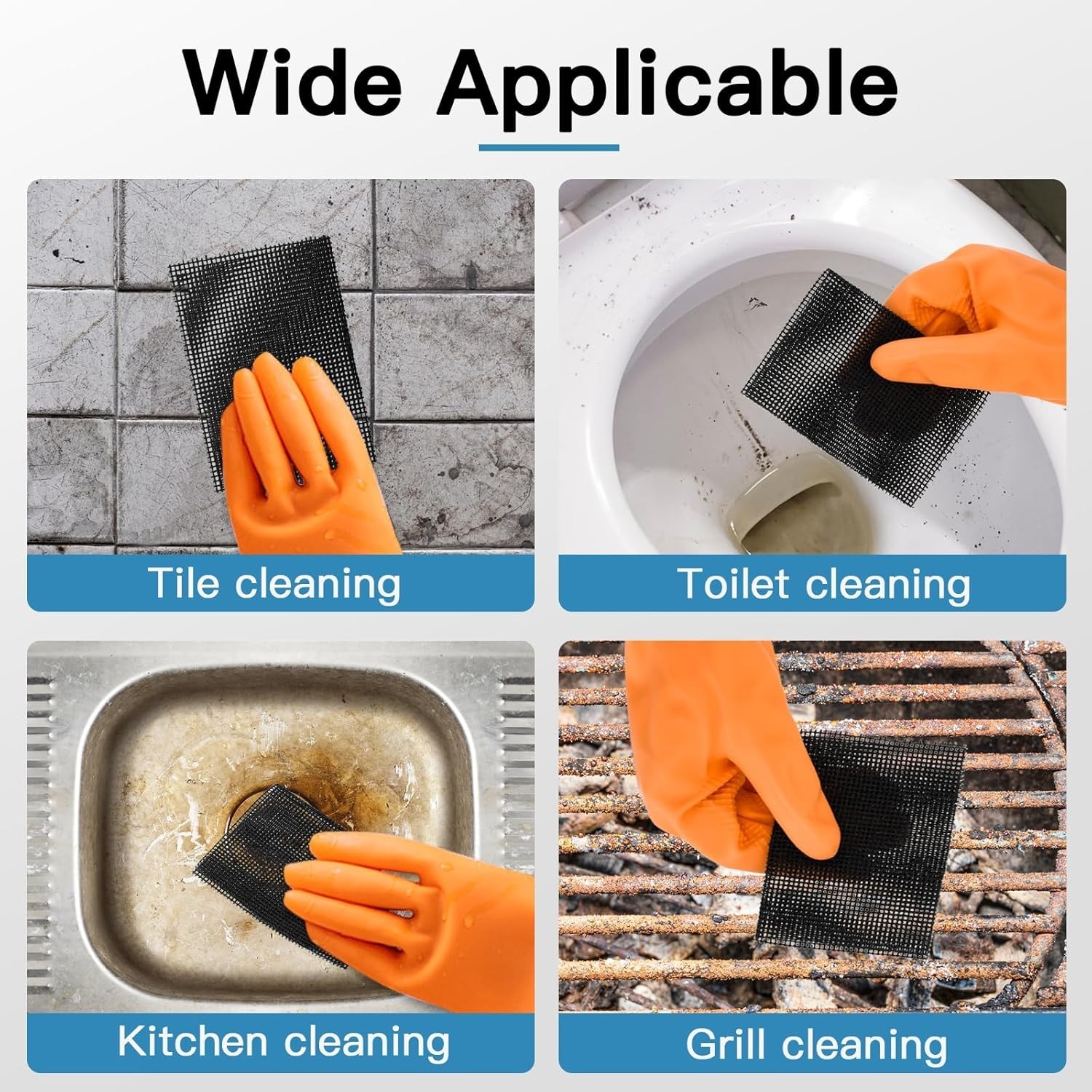 Silicon Carbide Cleaning Mesh Pads – 15 PCS for Hard Water and Rust Removal