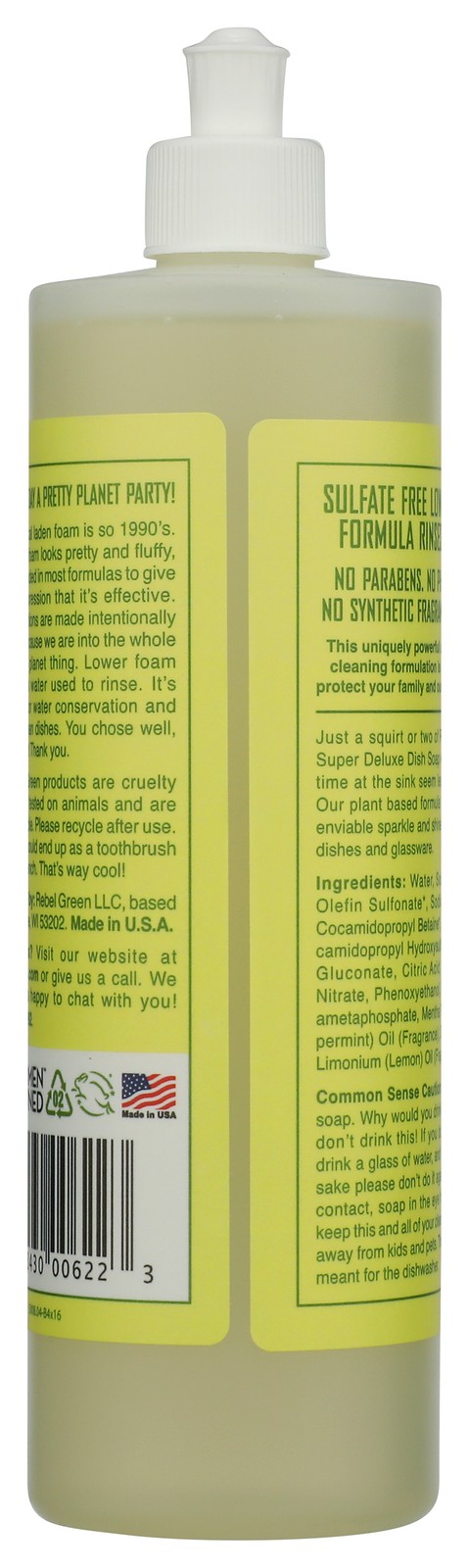 Rebel Green Ultra Clean Dish Soap Peppermint And Lemon 16 Oz 4 Pack