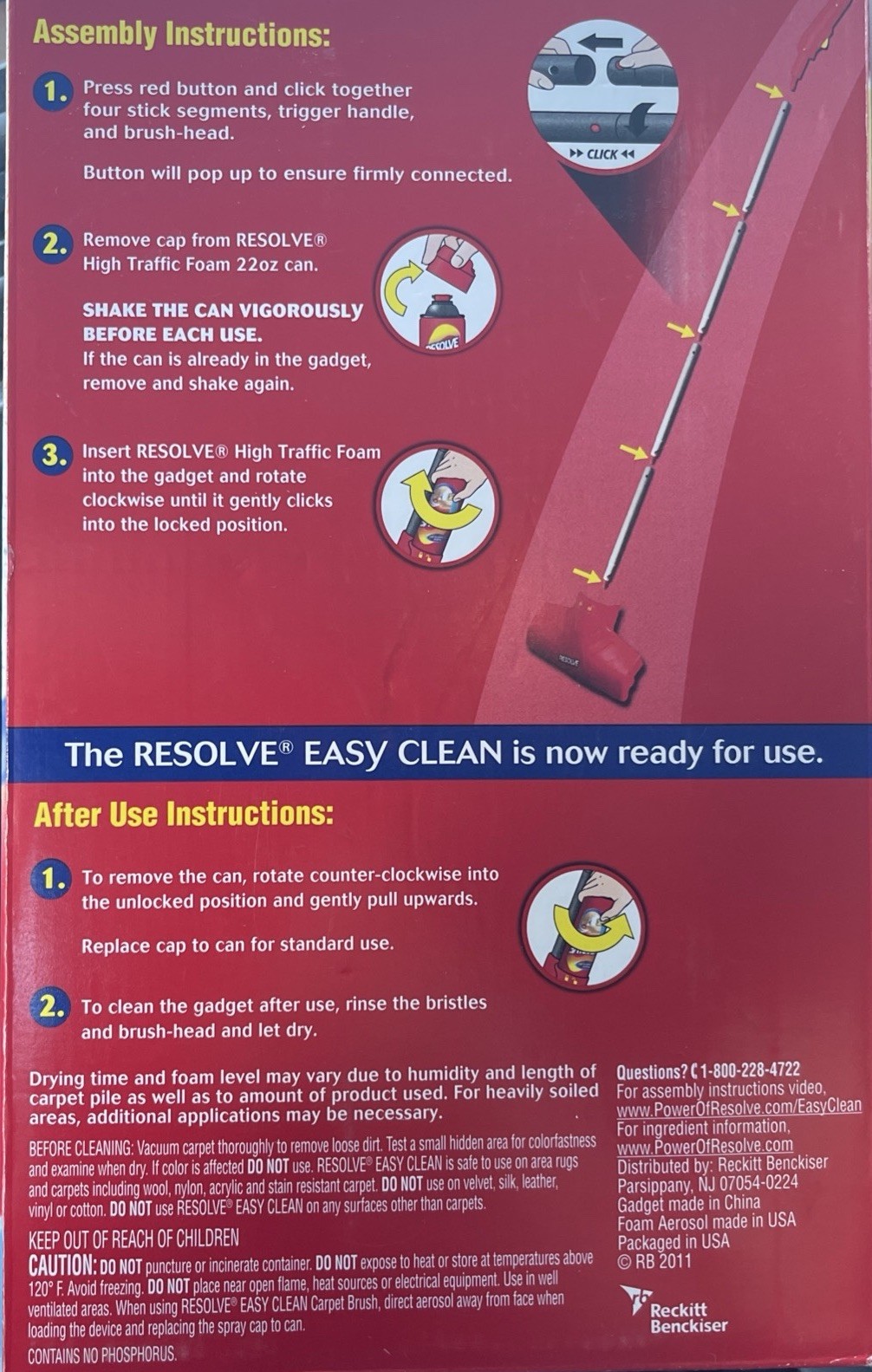 Resolve Easy Clean Pro Carpet Cleaner Gadget Brush & High Traffic Foam Spray
