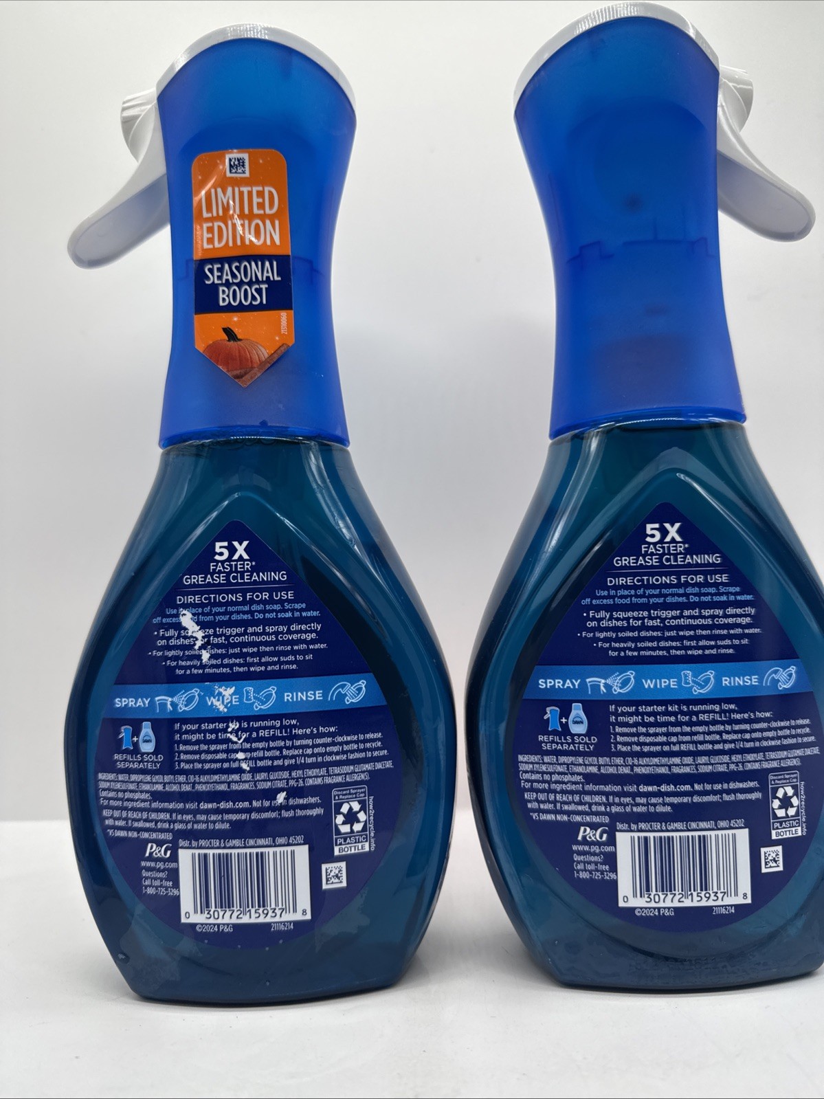 (2) Dawn Platinum Plus Powerwash Dish Spray Pumpkin Spice Scent 16oz COMBINESHIP