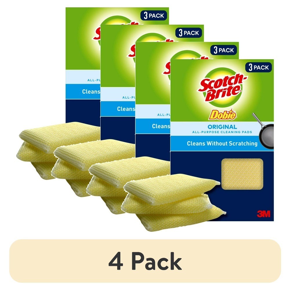 All-Purpose Cleaning Pads Yellow 4 Pack 3 Pads per Pack