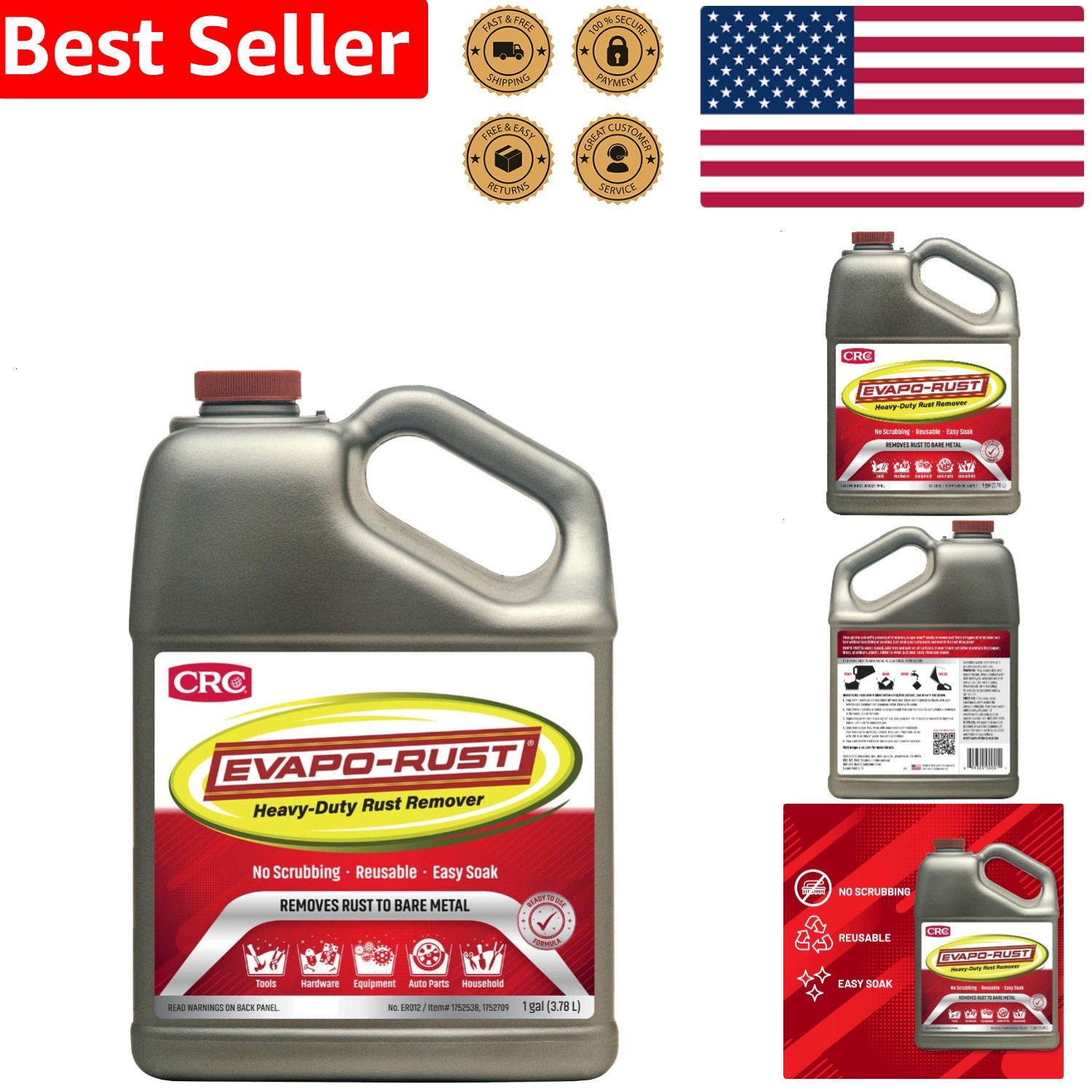128oz Rust Remover Heavy Duty Liquid Metal Parts Auto Hardware Antiques Cleaner