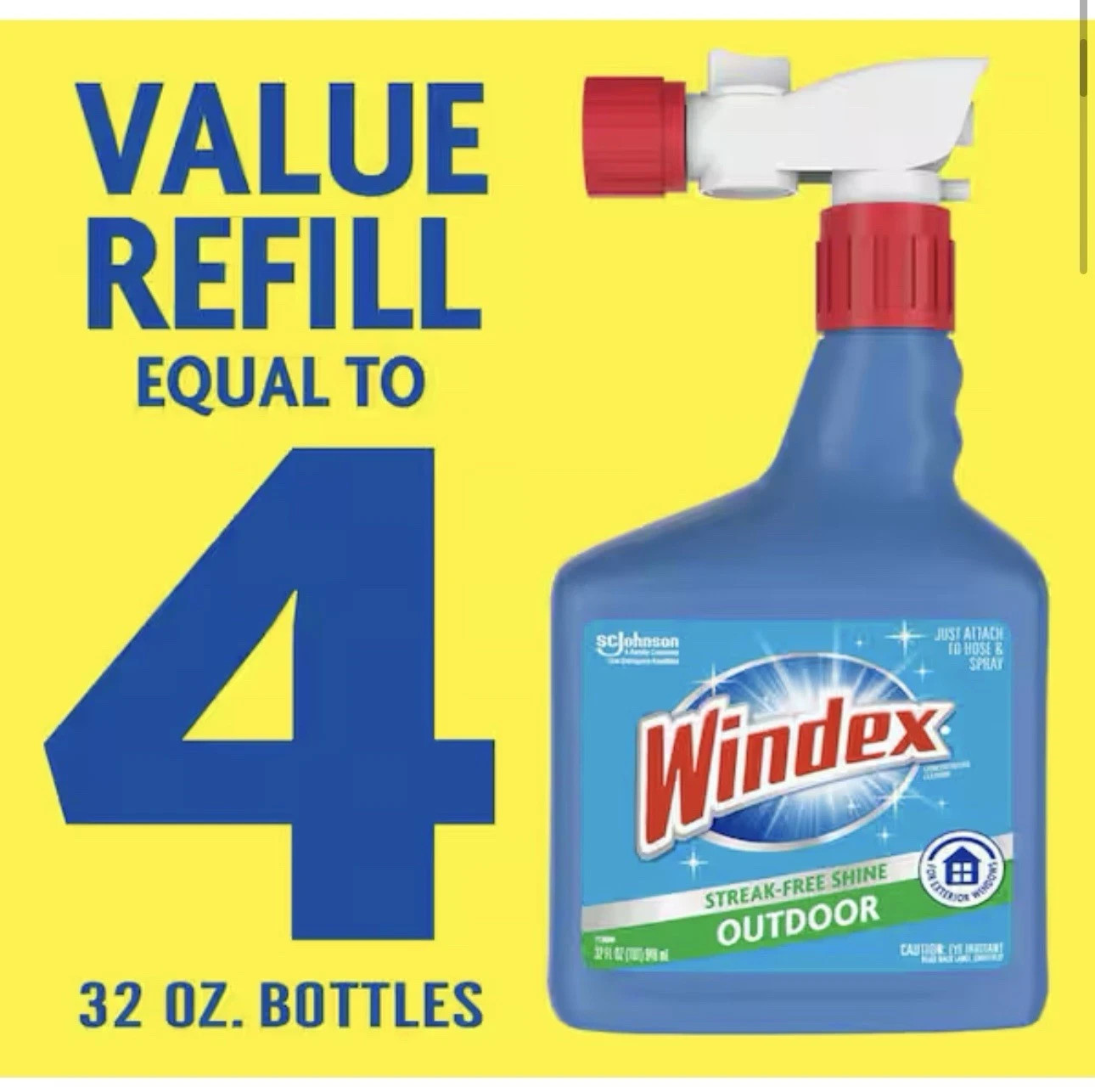 Windex Outdoor Streak-Free Shine All-Purpose Liquid Cleaner 1 Gallon 128 fl oz
