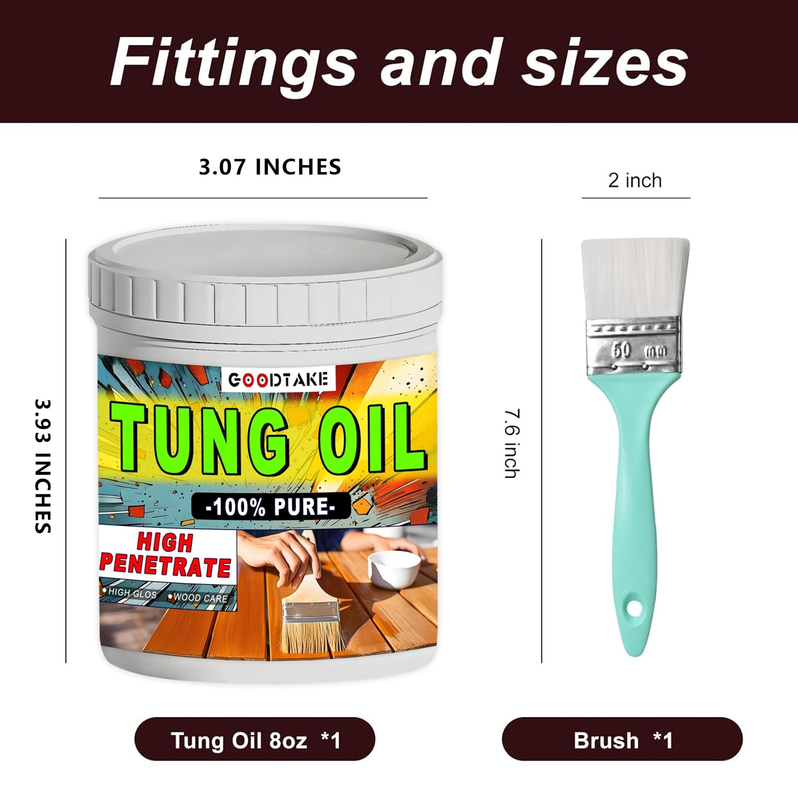 Pure Tung Oil, Premium Tung Oil Finish with Brush, Pure Tung Oil Wood Sealer …