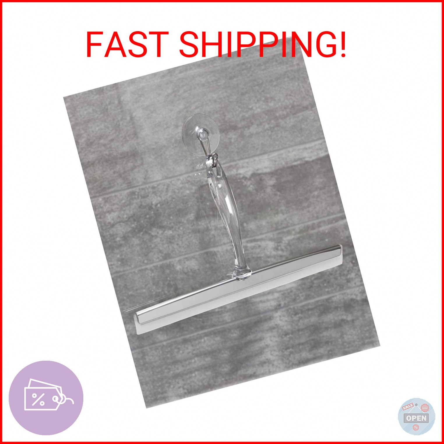 iDesign Zia Metal and Plastic Bathroom Squeegee for Shower, Glass Doors, Floors,