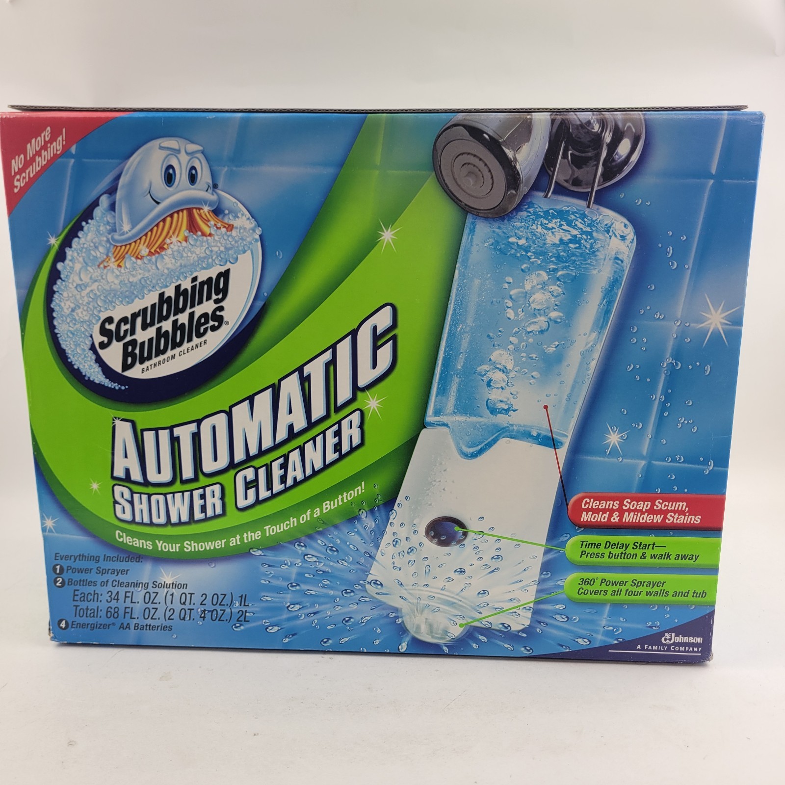 Scrubbing Bubbles Automatic Shower Cleaner Kit With 2 Bottle Solution New Sealed
