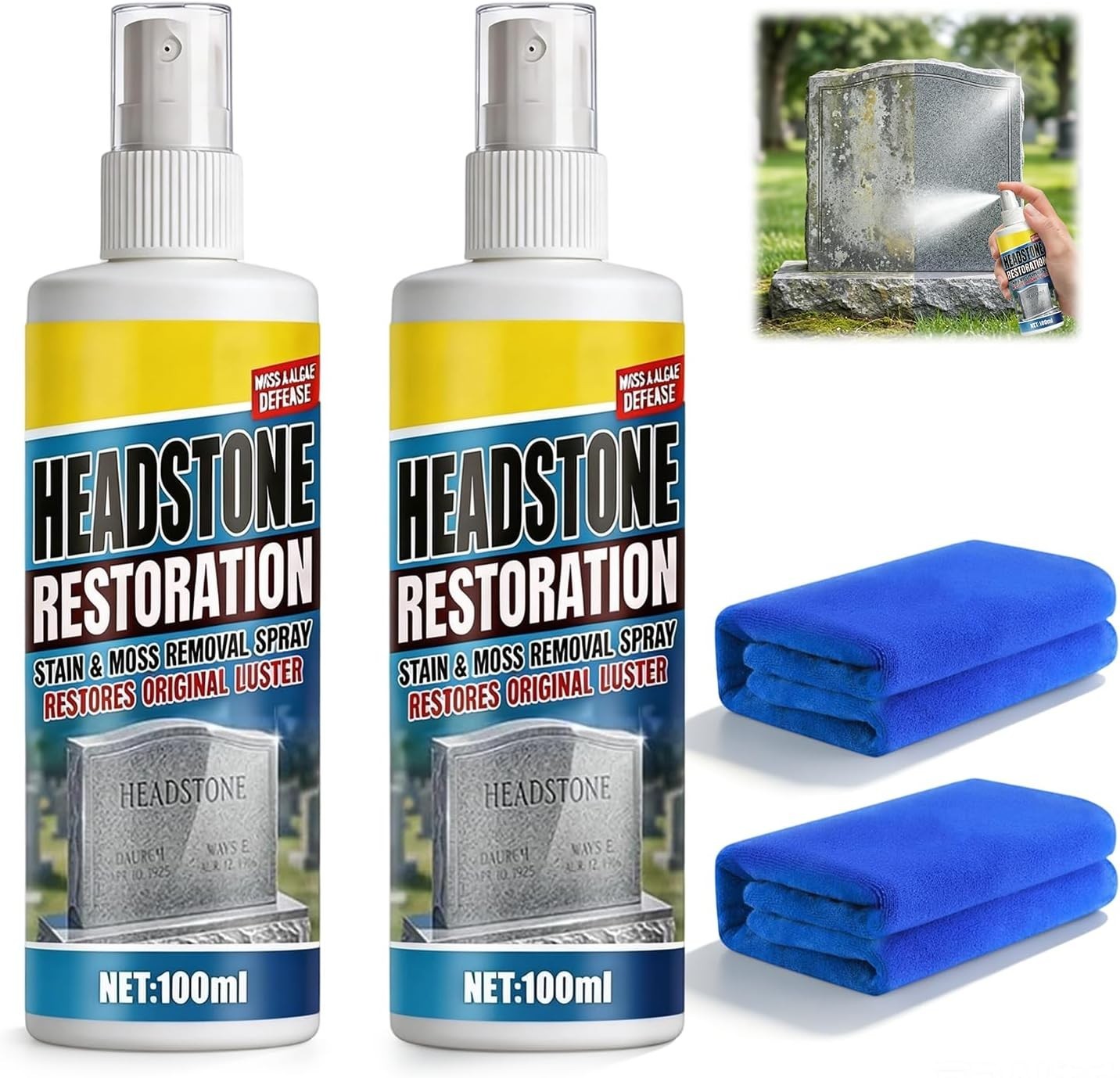 Gentle & Effective 100ml Headstone Cleaner Spray – Perfect for Cemetery Care