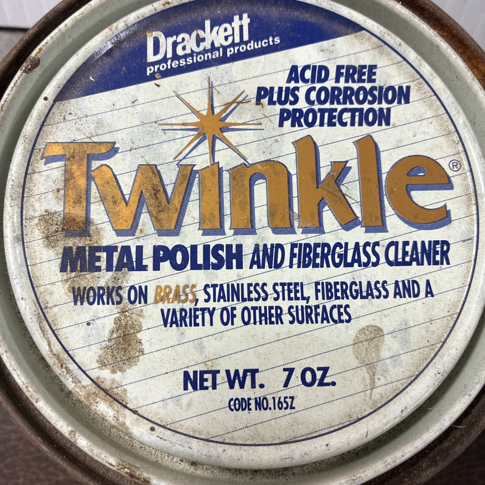 VTG 1990 DRACKETT Twinkle Metal Polish and Fiberglass Cleaner 7oz.- No.165Z- USA
