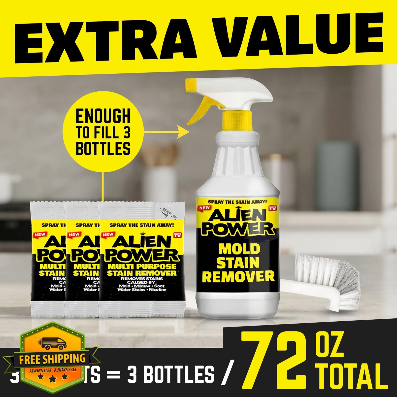 Alien Power Mold Mildew Stain Remover Spray 3 Packet Set