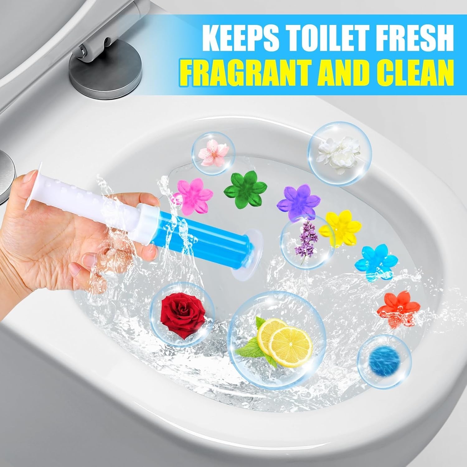 6-Pack Toilet Gel Stamps – 72 Stamps, 6 Scents, Flowers Shaped, Long-Lasting