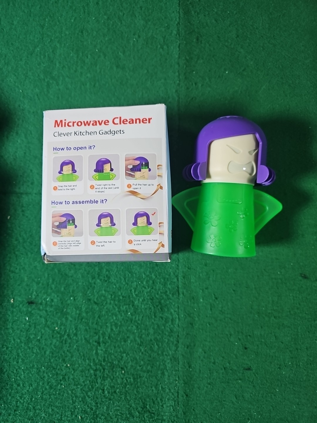 Angry Mama Microwave Cleaner / Vinegar & Water / Green/Purple / With Open Box