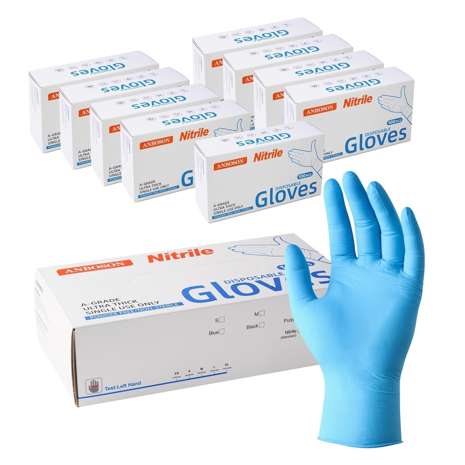 Premium Disposabe nitrile gloves, powder free, Medical cert approved (S,M,L,XL)