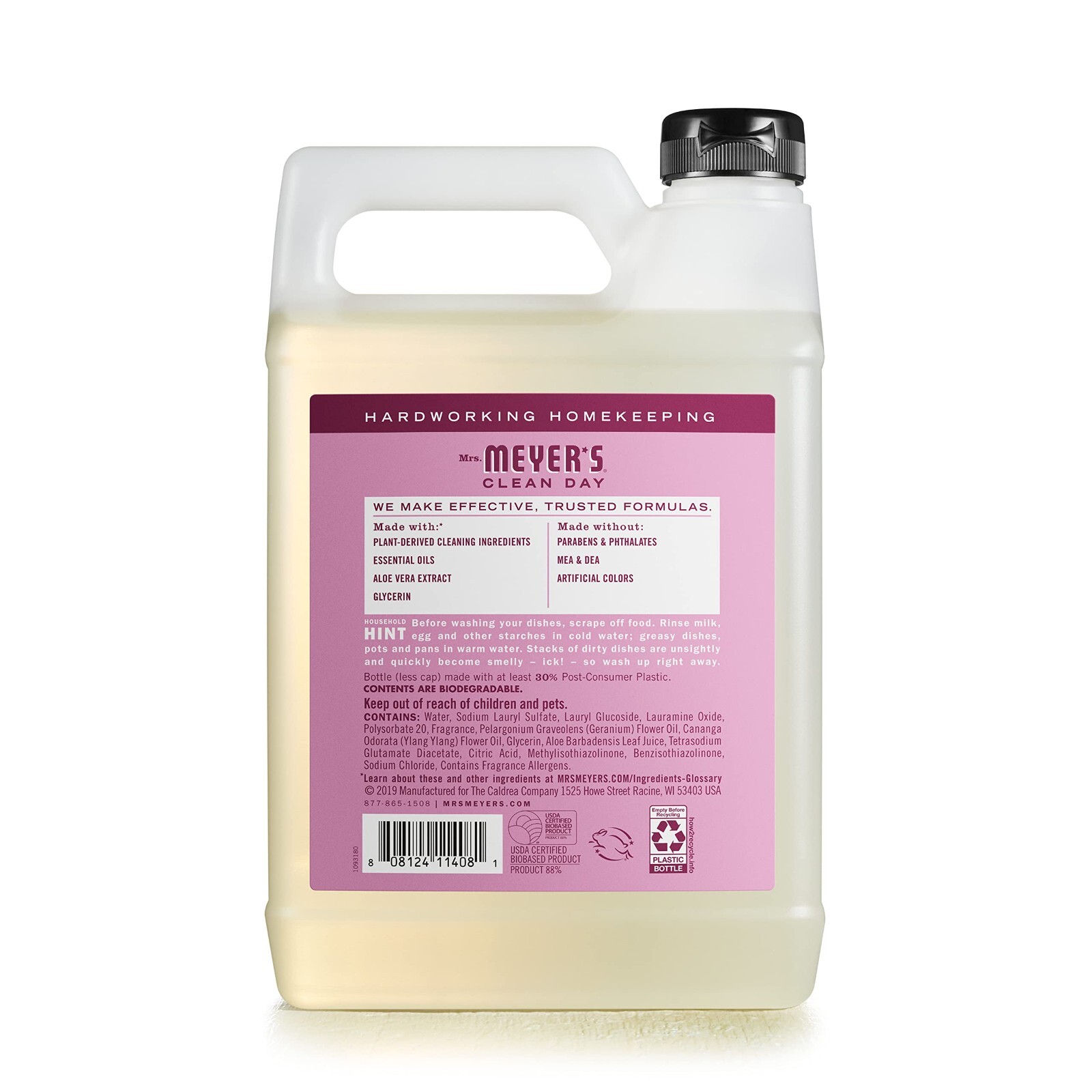Mrs. Meyer’s Liquid Dish Soap Refill, Biodegradable Formula, Peony, 48 fl. oz