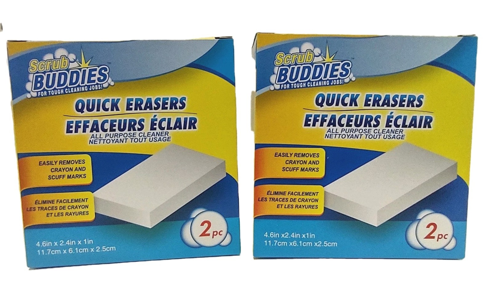 ( LOT 2 ) Scrub Buddies Quick Eraser Sponge 2-pk/Box NEW SEALED