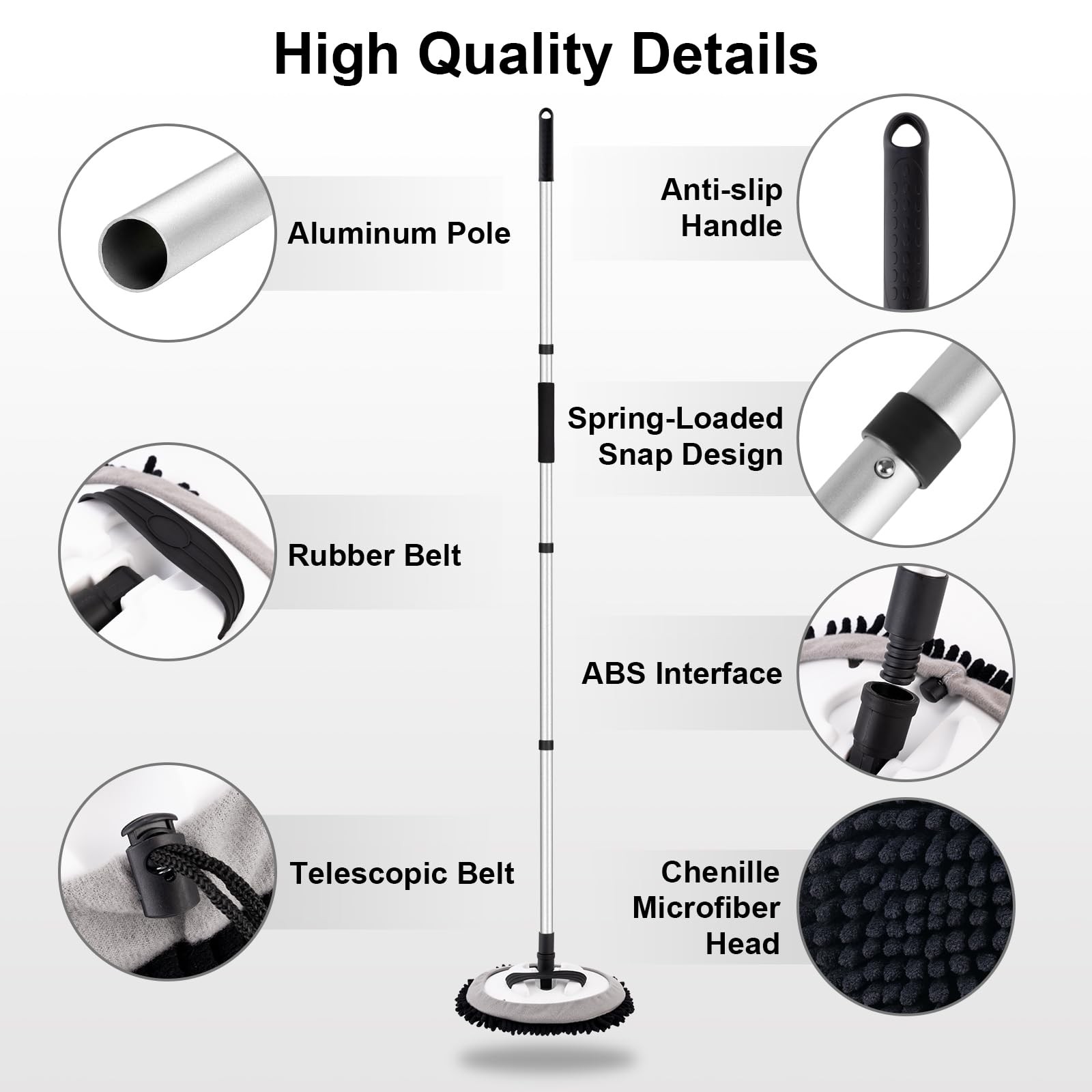 62″ Car Wash Brush Kit Mitt Mop Sponge with Long Handle Chenille Microfiber C…