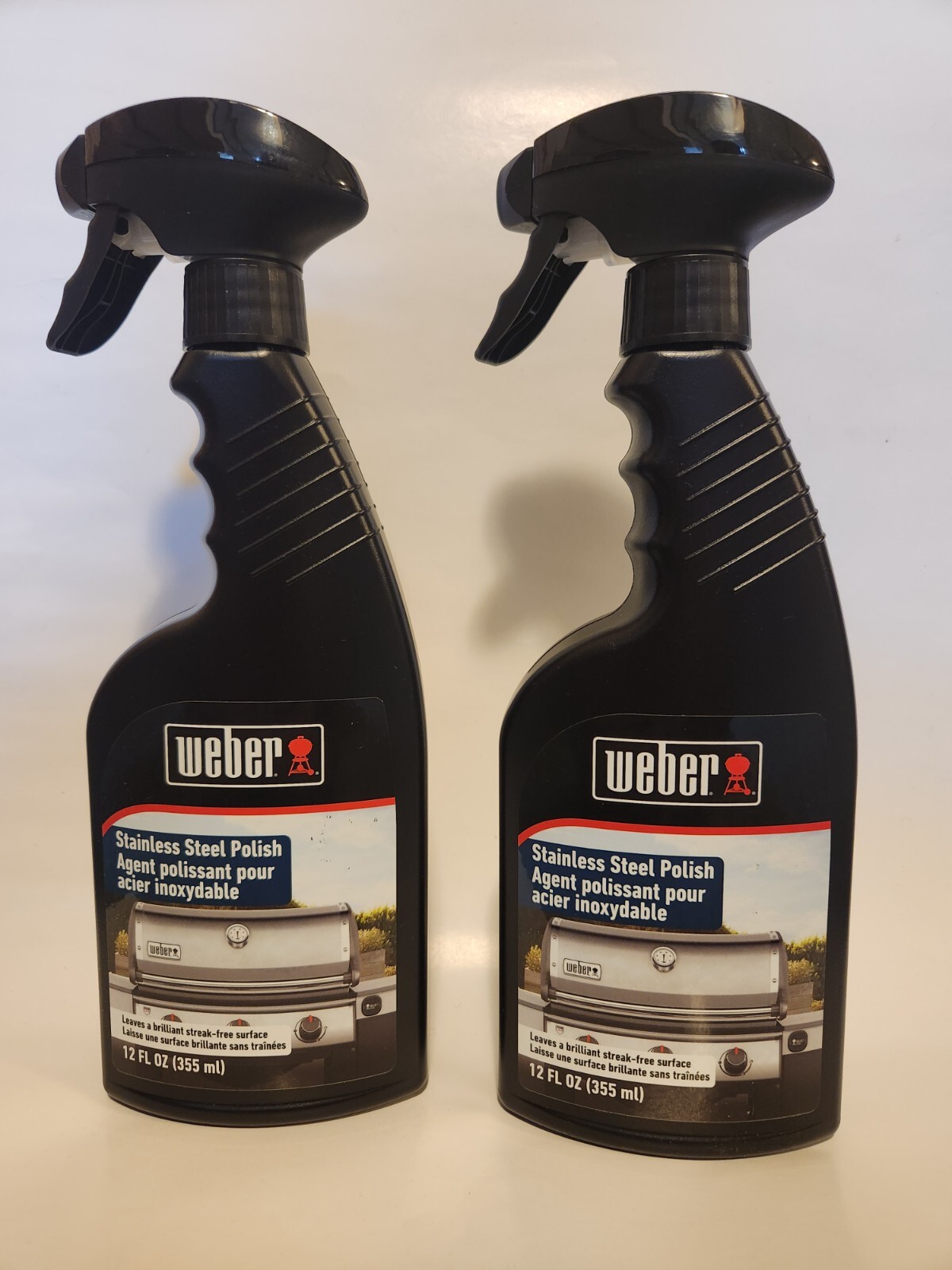 Weber Stainless Steel Polish 12 oz Bottles Lot of 2 Grill Cleaner Spray