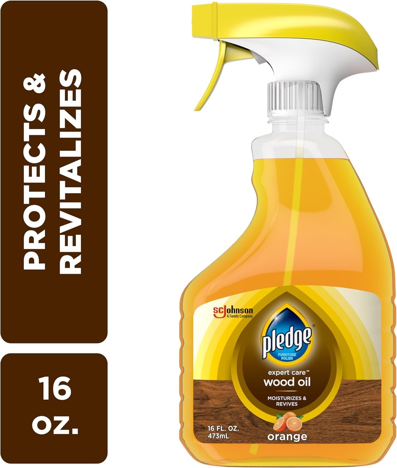 Pledge® Wood Oil, Expert Care™, Trigger, Orange Scent, 16 oz (Pack of 8)