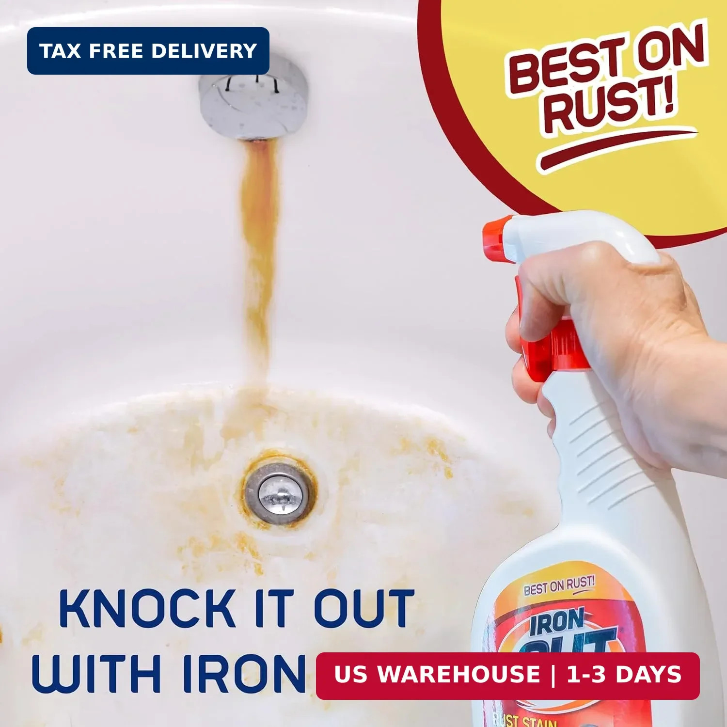 Iron OUT Rust Stain Remover Spray Gel, Remove Rust Stains in Bathrooms, Kitchens